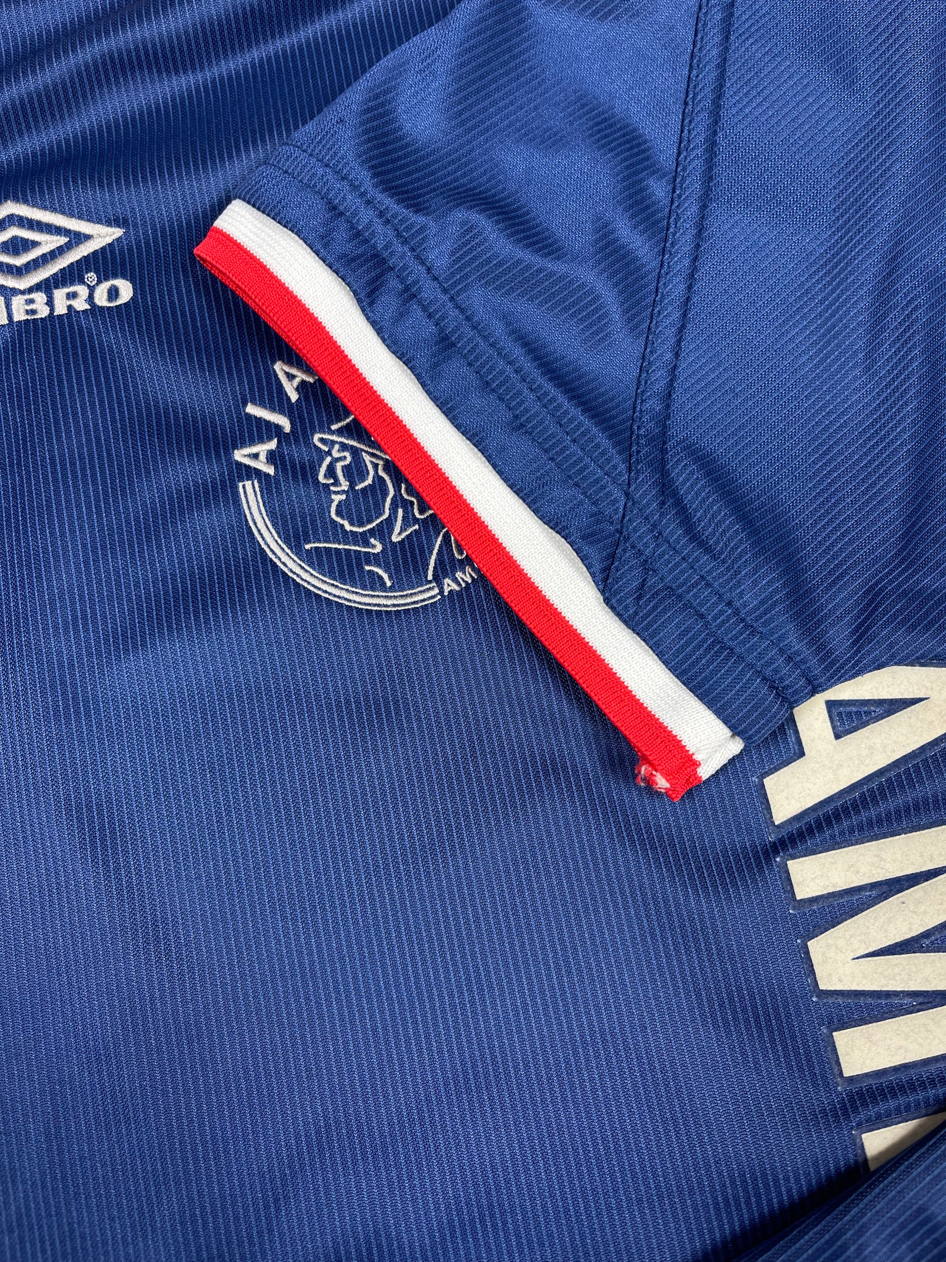 Vintage Ajax Amsterdam Umbro 1999 - 2000 Away Shirt Blue Abn Amro Size L