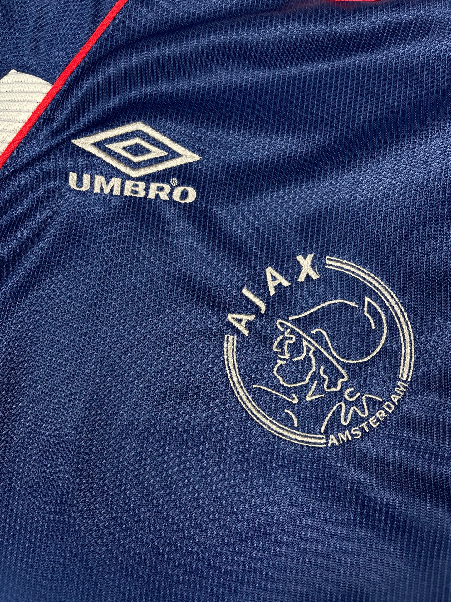 Vintage Ajax Amsterdam Umbro 1999 - 2000 Away Shirt Blue Abn Amro Size L