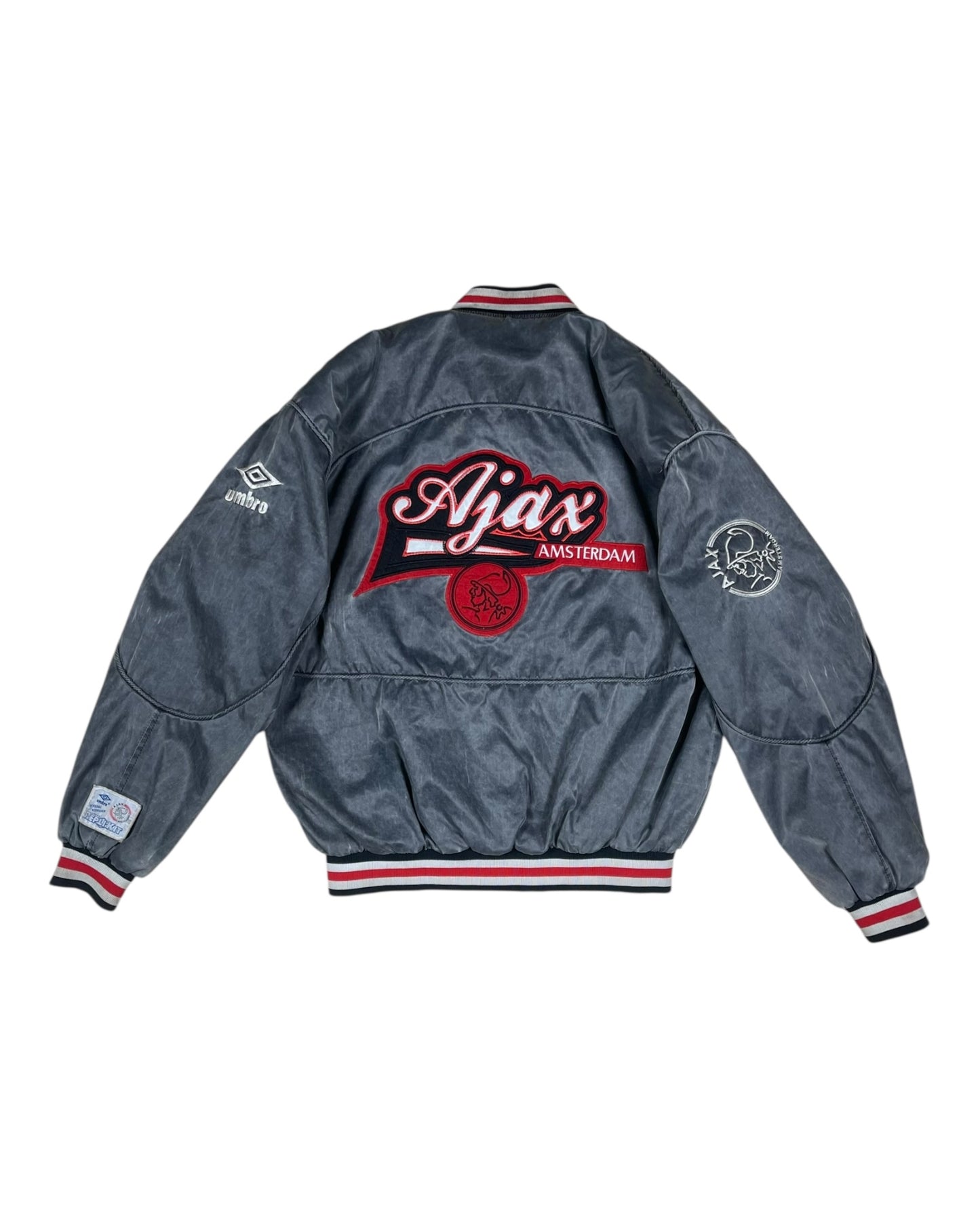 Vintage Archive Rare Grail Ajax Amsterdam Umbro Bomber Jacket 1989 - 1991 Grey Size M