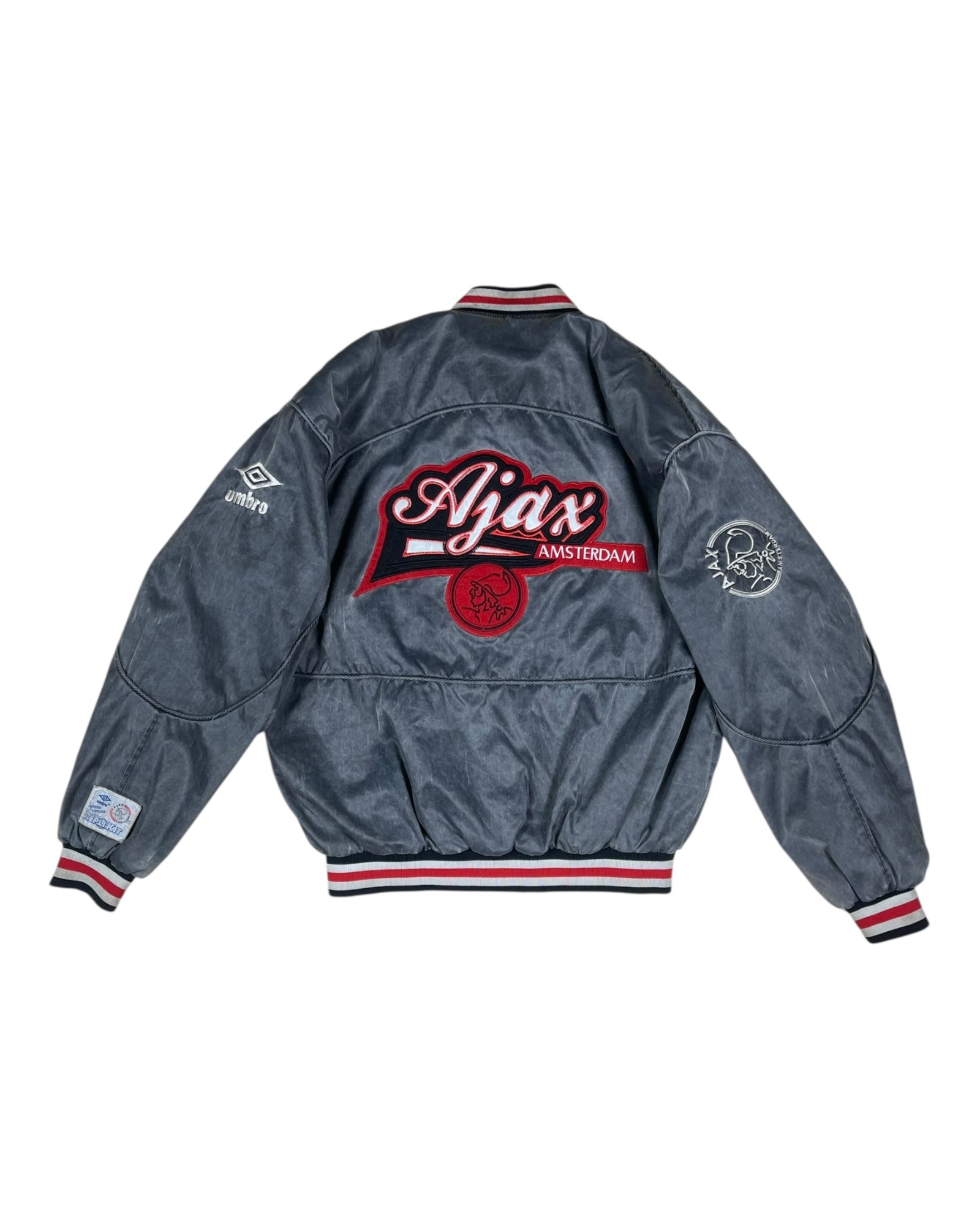 Vintage Archive Rare Grail Ajax Amsterdam Umbro Bomber Jacket 1989 - 1991 Grey Size M