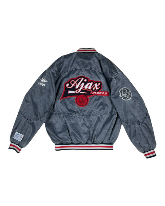 Vintage Archive Rare Grail Ajax Amsterdam Umbro Bomber Jacket 1989 - 1991 Grey Size M