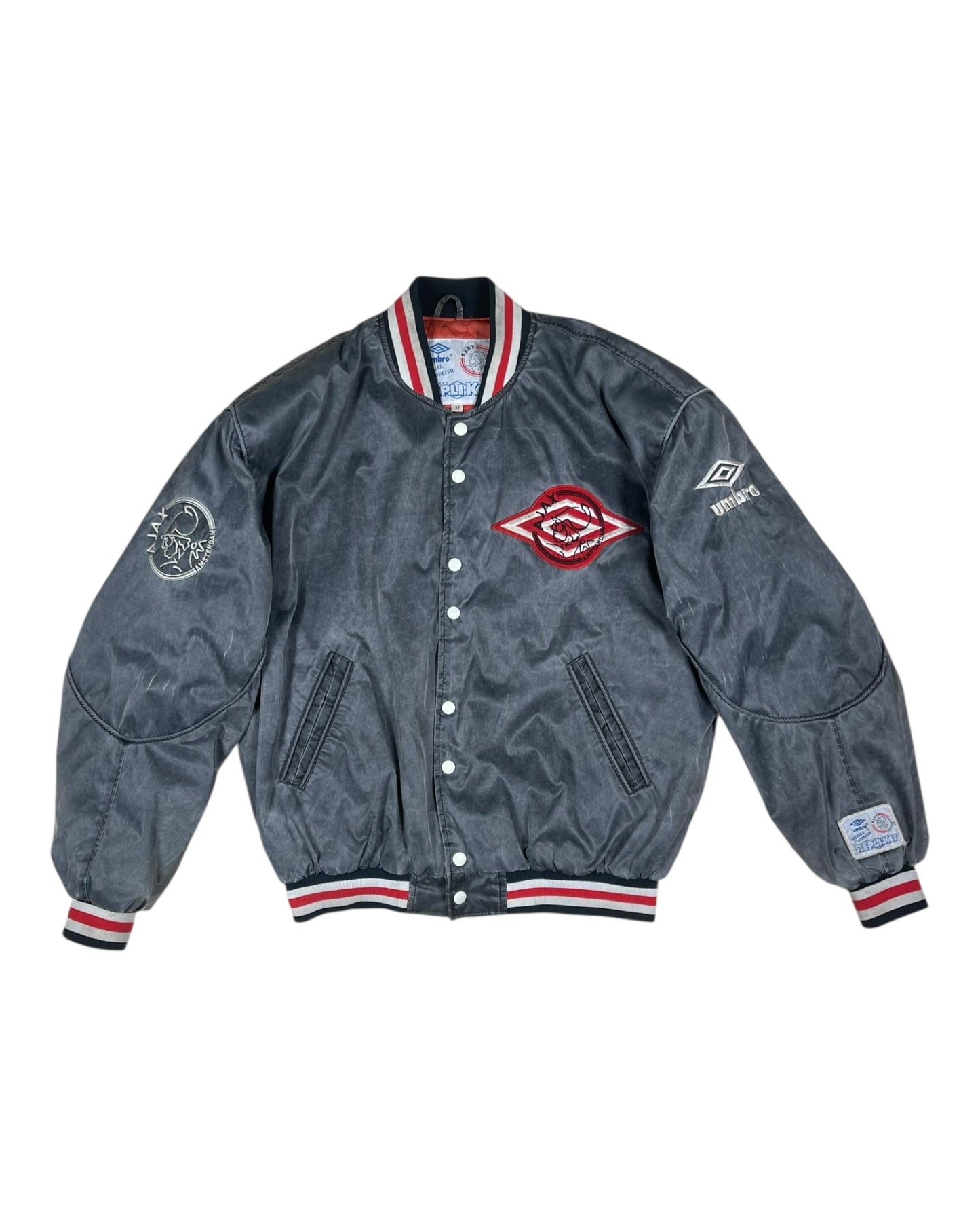 Vintage Archive Rare Grail Ajax Amsterdam Umbro Bomber Jacket 1989 - 1991 Grey Size M