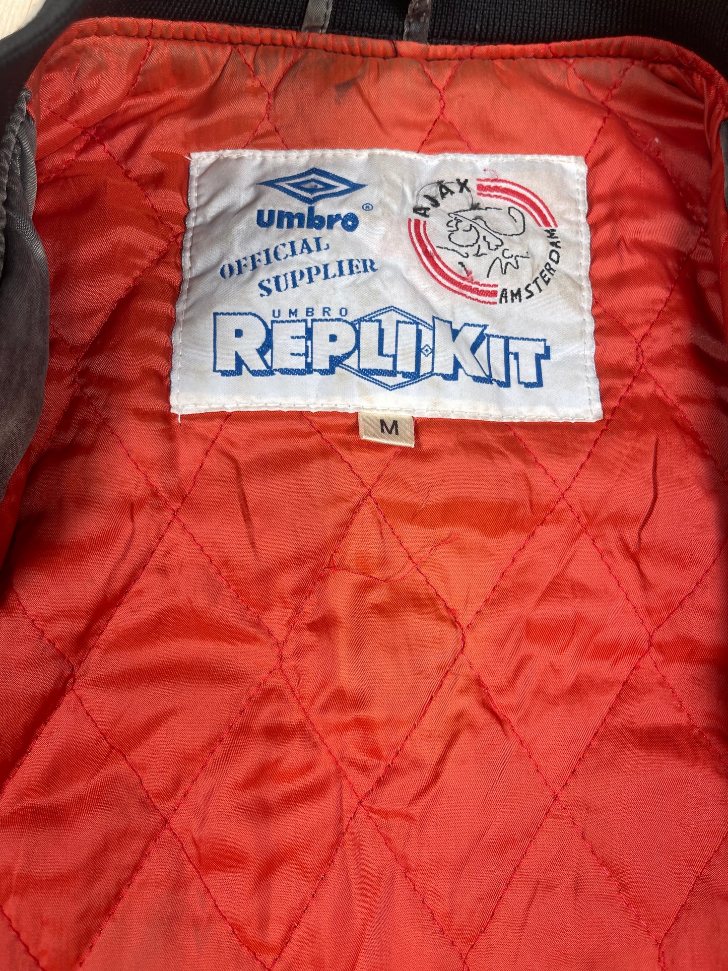 Vintage Archive Rare Grail Ajax Amsterdam Umbro Bomber Jacket 1989 - 1991 Grey Size M