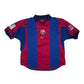 Vintage Barcelona Nike 1999 - 2001 Home Football Shirt Cactus Jack Travis Scott Skeletal Graphic  DRI FIT 1899 Centenary Red Blue Made in UK Size XL
