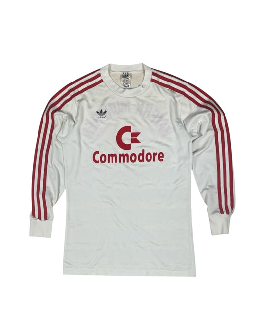 Vintage Bayern Munchen Adidas 1984 - 1986 Away Football Soccer Shirt Made in West Germany Size S  Commodore White