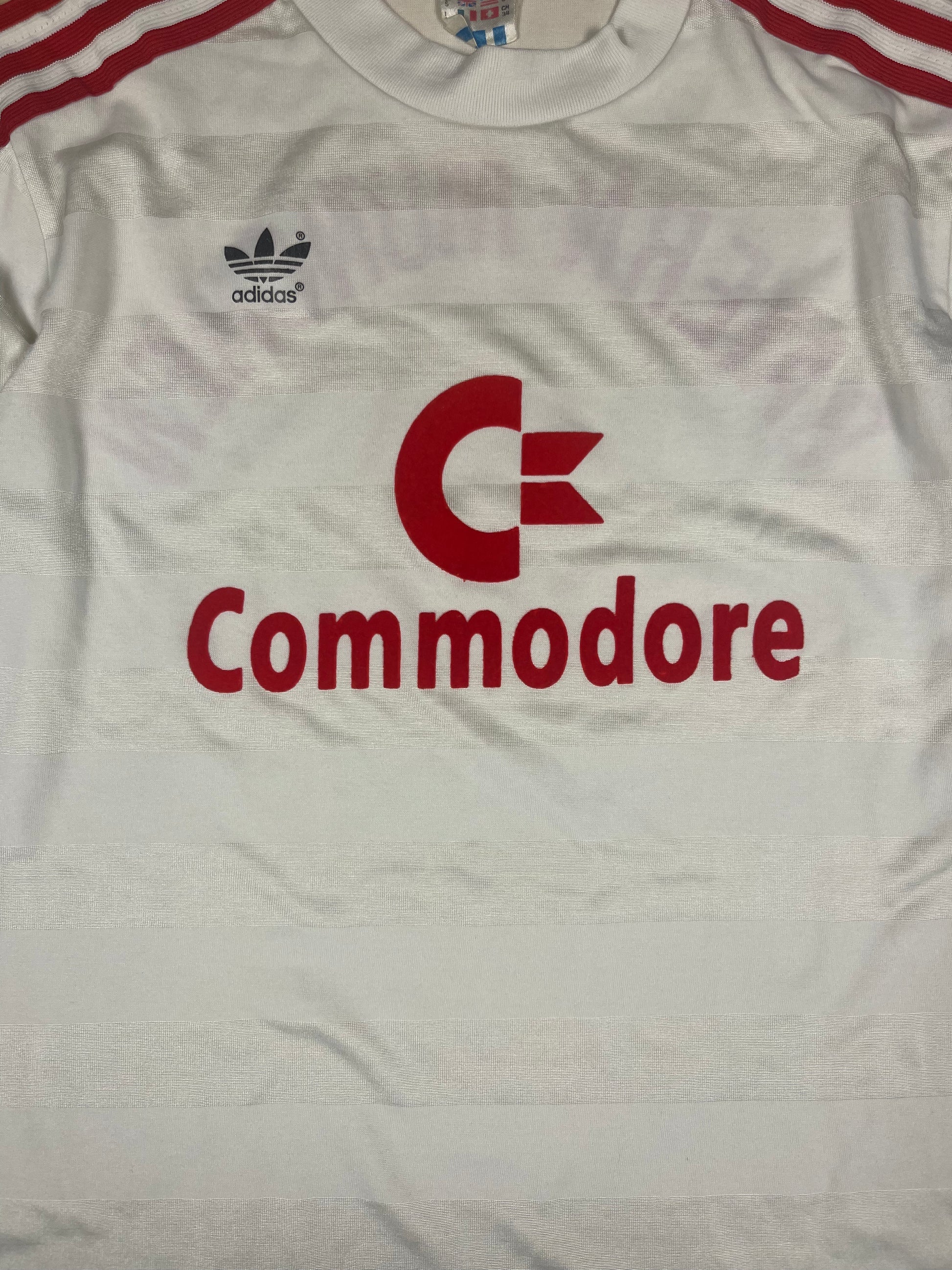 Vintage Bayern Munchen Adidas 1984 - 1986 Away Football Soccer Shirt Made in West Germany Size S  Commodore White