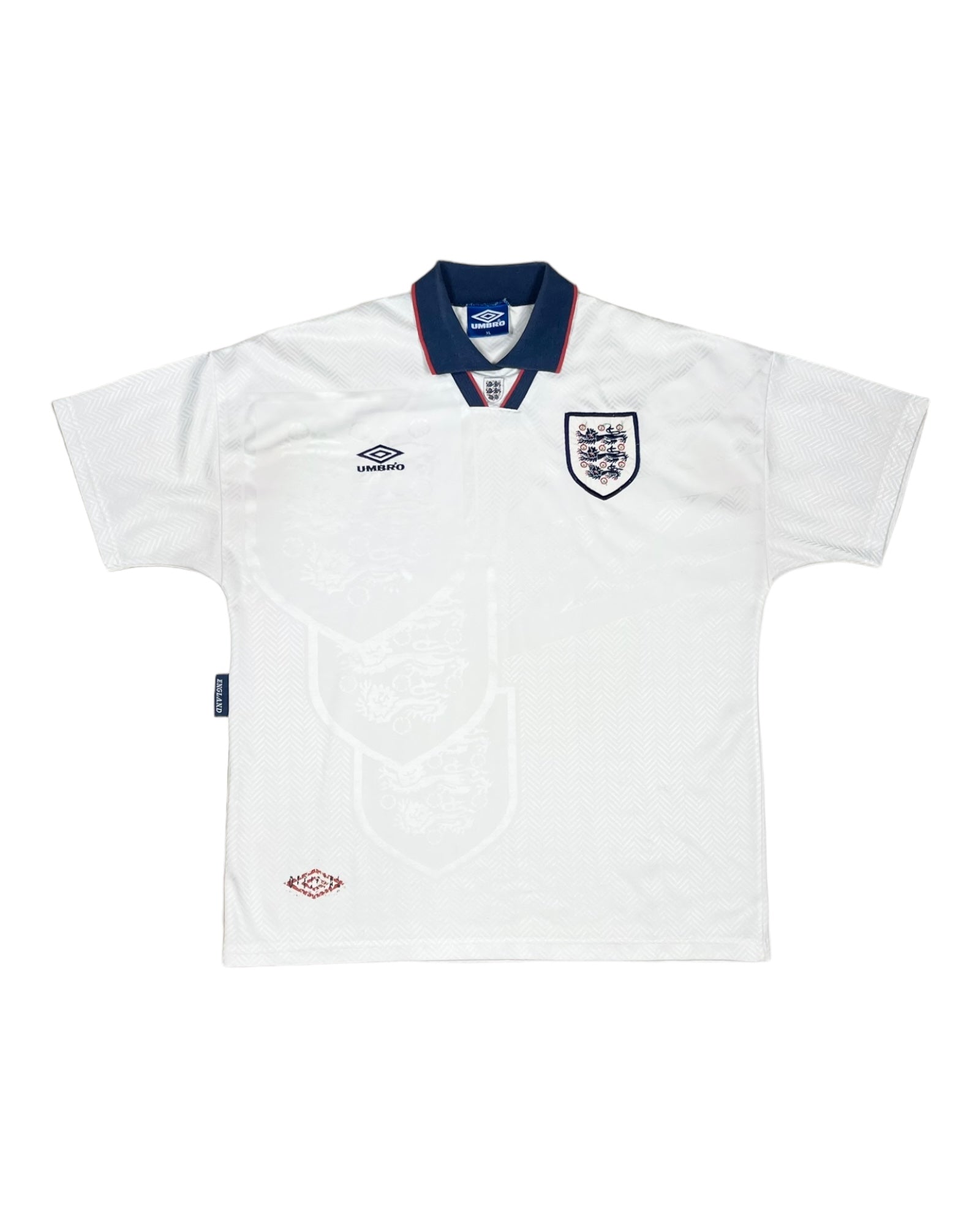 Vintage England Umbro 1993 - 1995 Home Football Shirt Size XL White