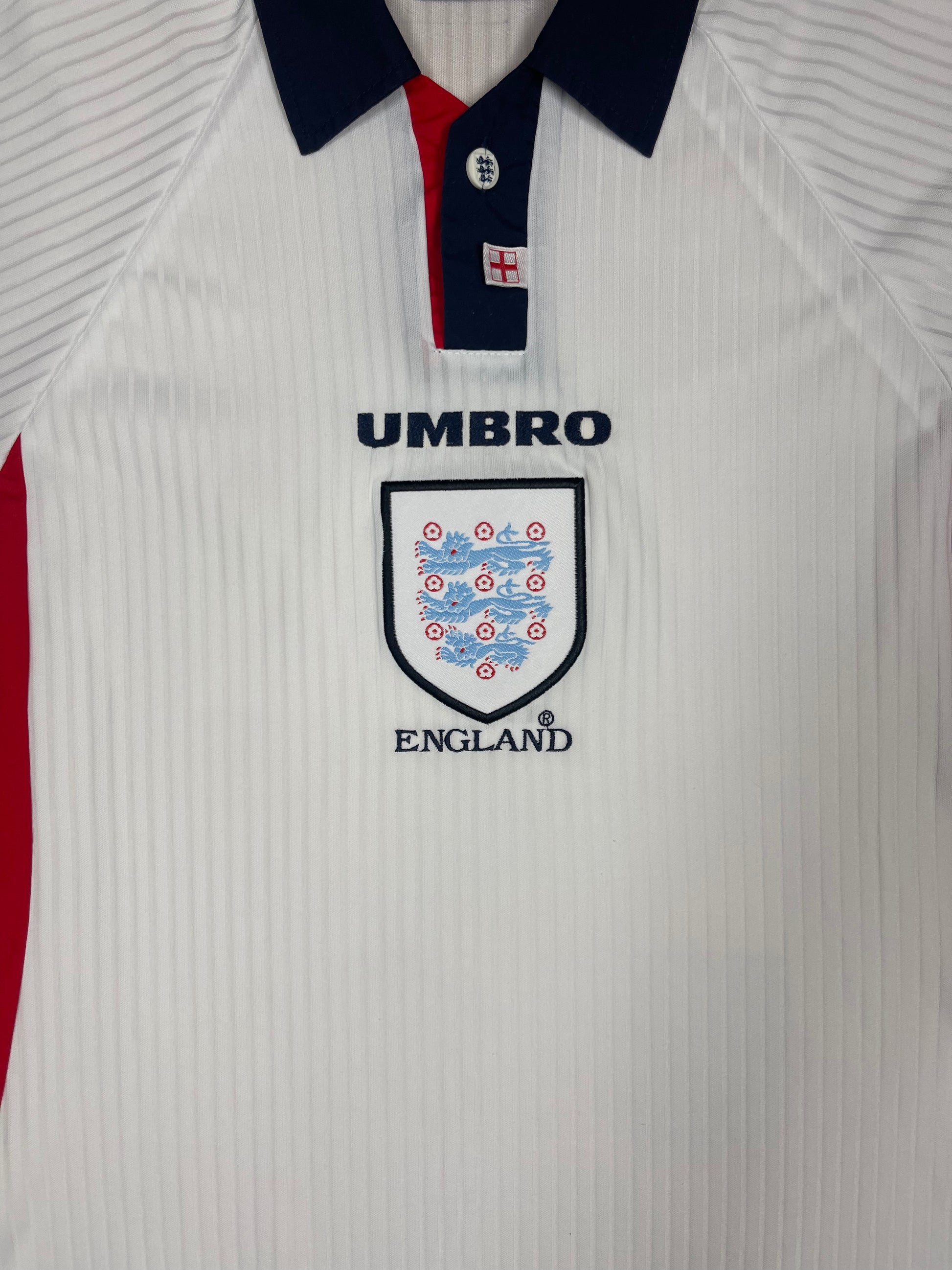 Vintage England Umbro 1998 - 1999 Home Football Shirt Size XL White