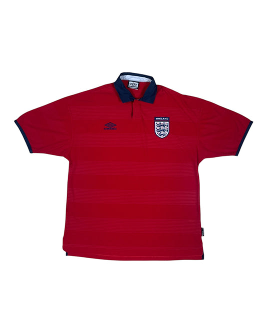 🏴󠁧󠁢󠁥󠁮󠁧󠁿 ⚽️ Vintage England Umbro 1999 - 2001 Away Football Shirt Red Size XL Form UV