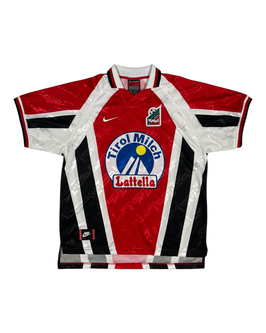 Vintage FC Tirol Innsbruck Nike Premier 1996- 1998 Home Football Shirt Made in Belgium Size XL Red Black Tirol Milch Lattella