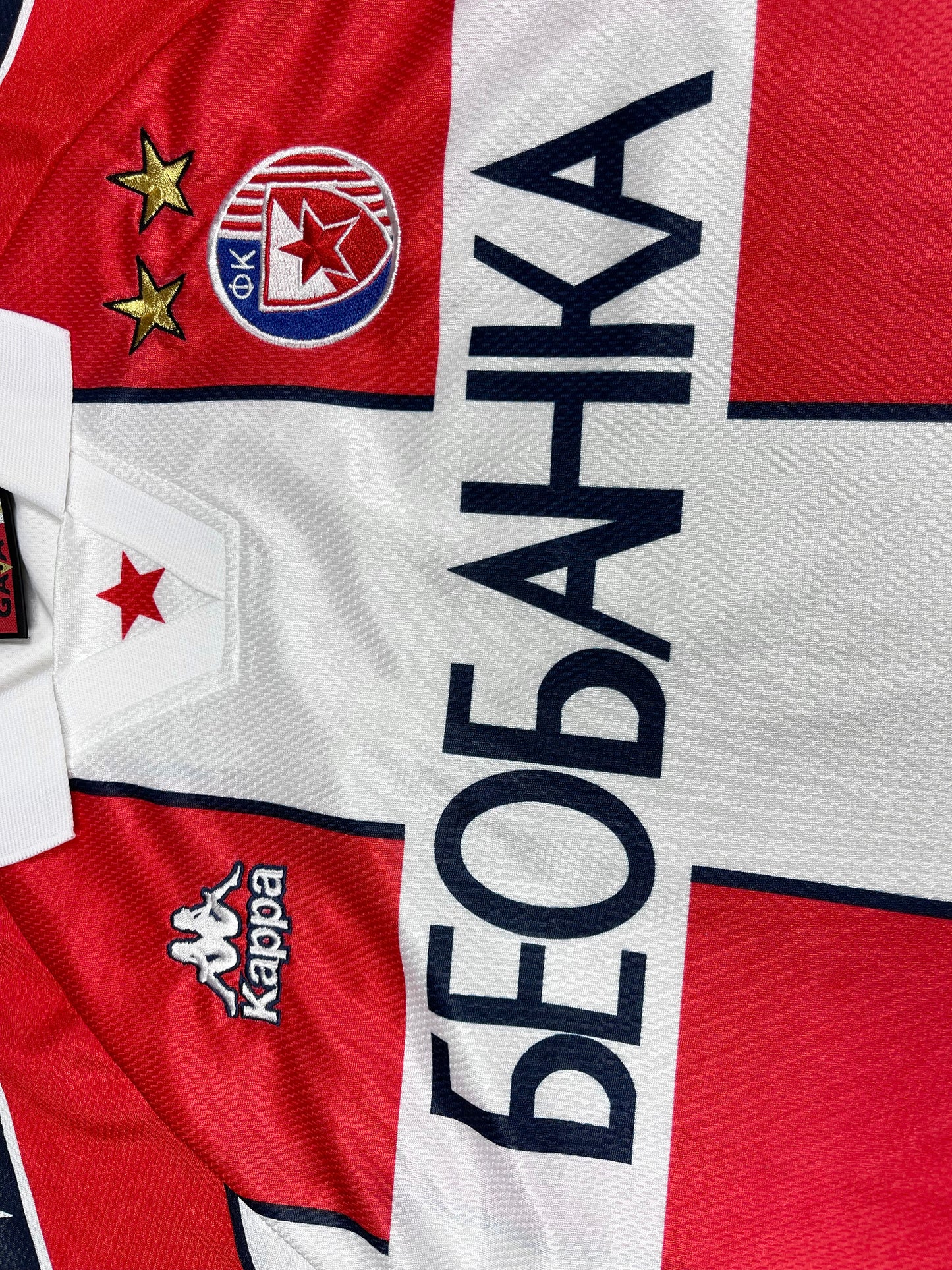 Vintage FK Crvena Zvezda Red Star Belgrade 1995-1997 Football Home Shirt Size XL Made in Italy Red White Short Sleeve