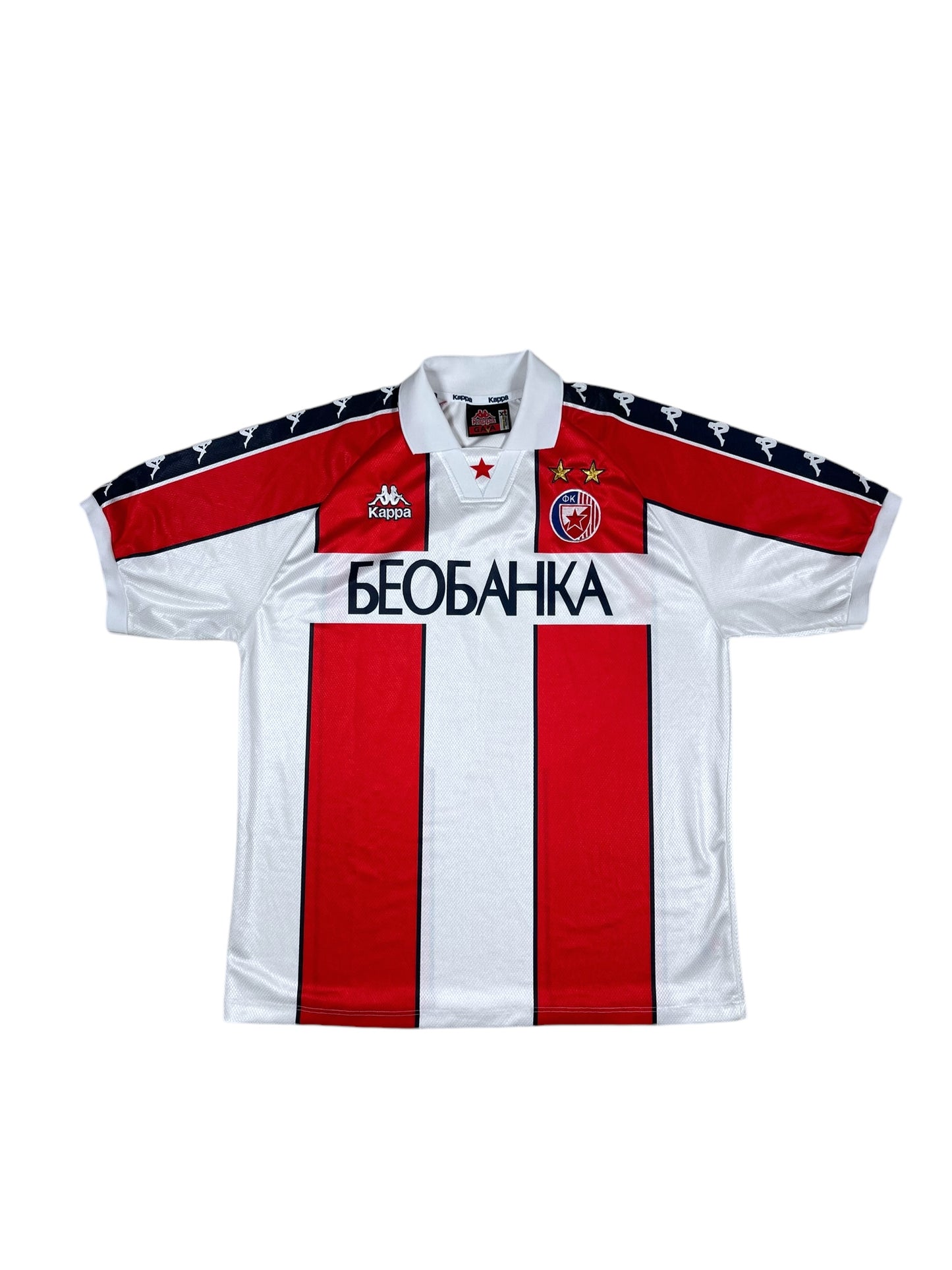 Vintage FK Crvena Zvezda Red Star Belgrade 1995-1997 Football Home Shirt Size XL Made in Italy Red White Short Sleeve
