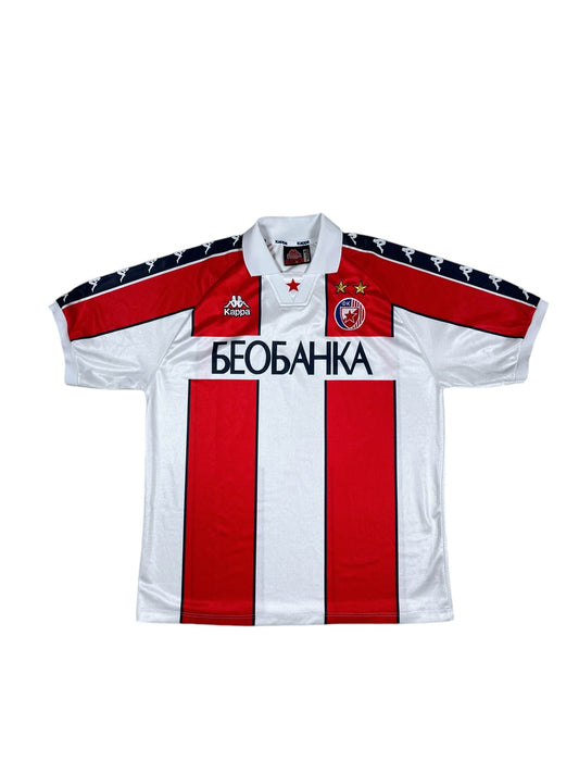 Vintage FK Crvena Zvezda Red Star Belgrade 1995-1997 Football Home Shirt Size XL Made in Italy Red White Short Sleeve