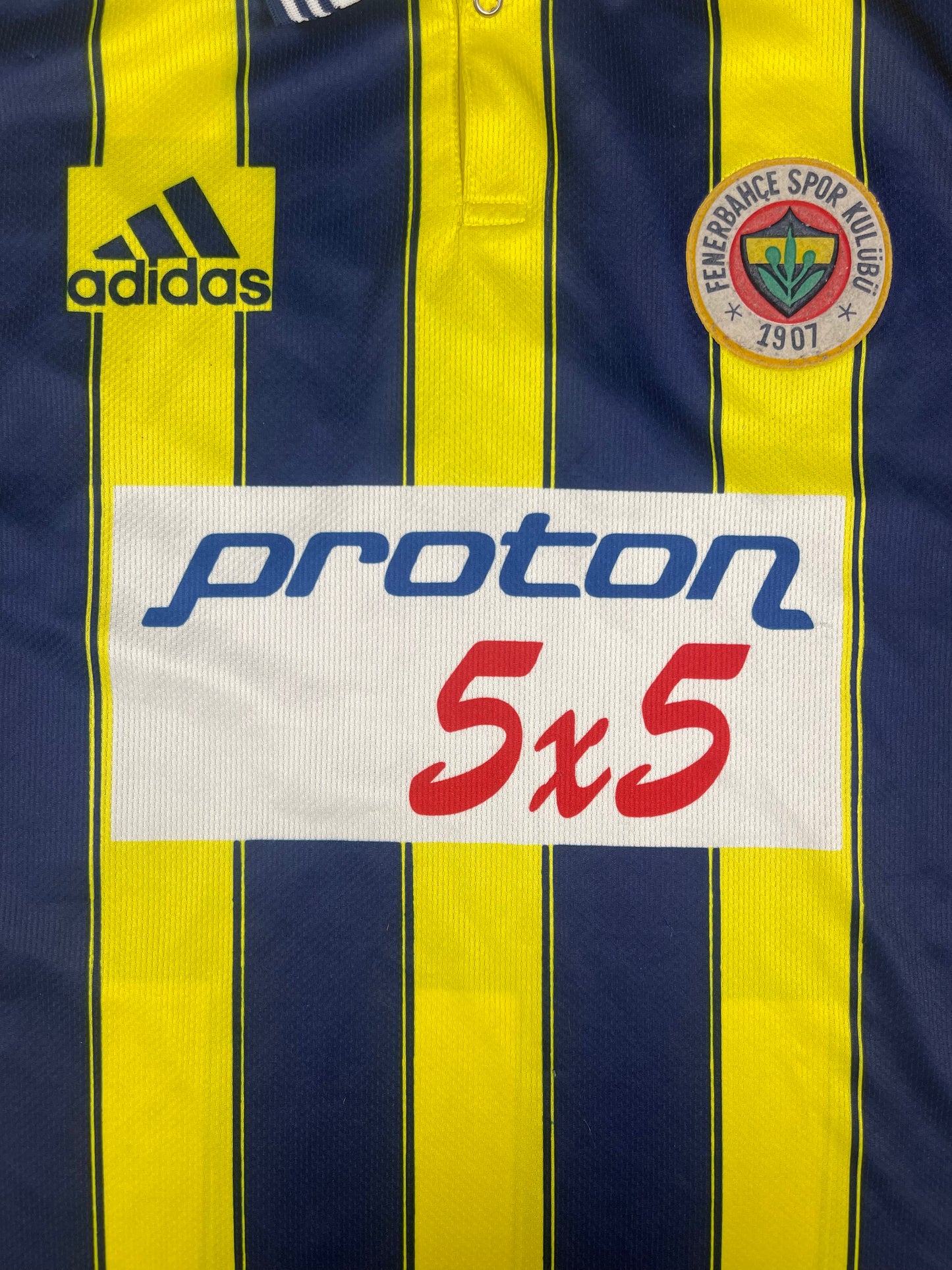 Vintage Fenerbahce Adidas 1998 - 1999 Home Football Shirt Proton 5 * 5 Yellow Blue White Size XL