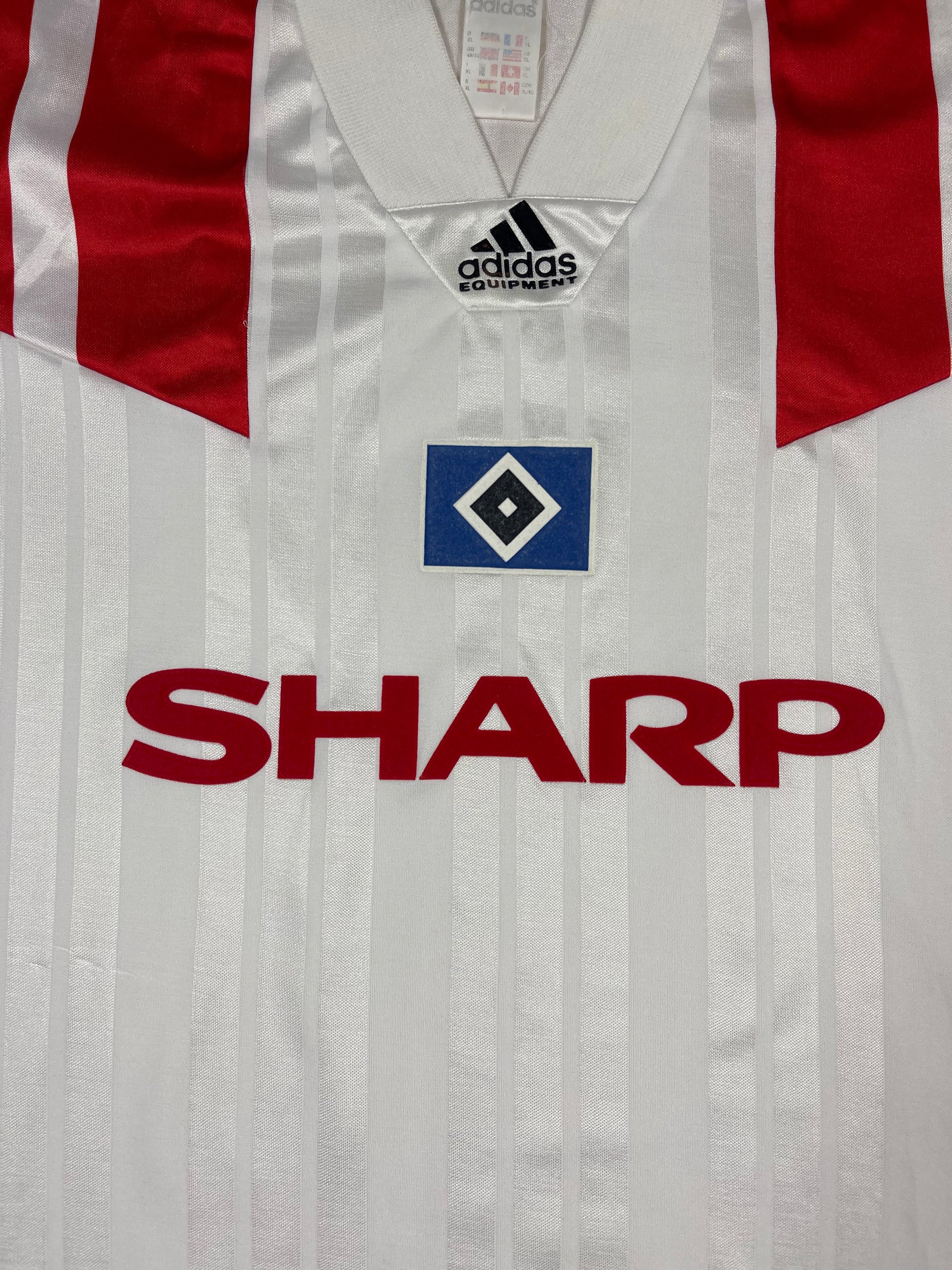 Vintage Hamburg Hamburger SV HSV Adidas Equipment 1992 - 1993 - 1994 Home Football Shirt Sharp White Size XL 3755