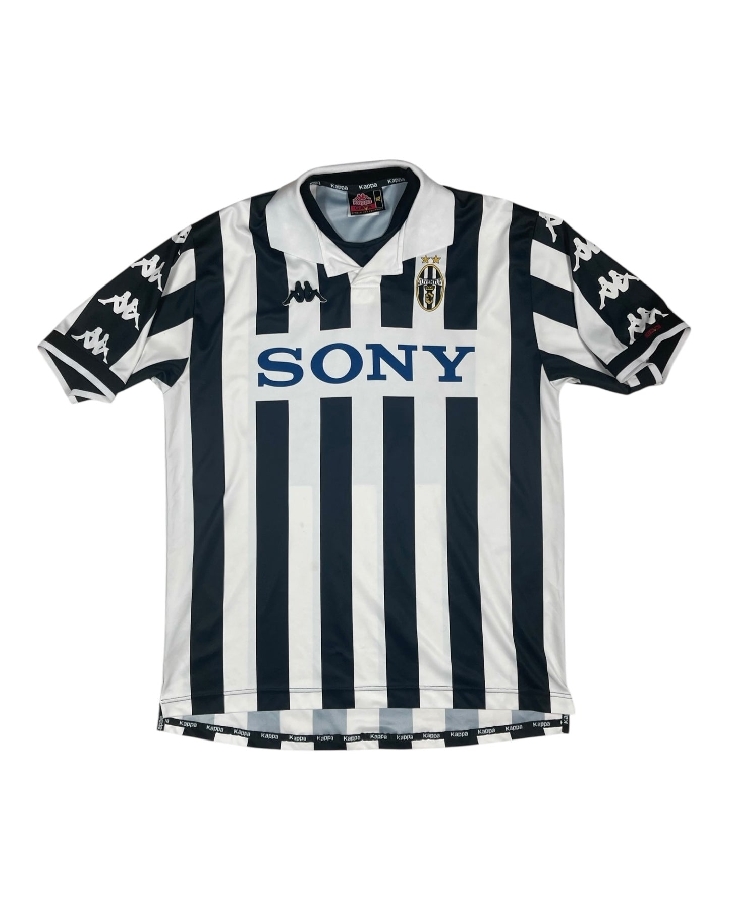 Vintage Juventus Kappa 1999 - 2000 Home Football Shirt Sony Size XL Black White Made in Italy