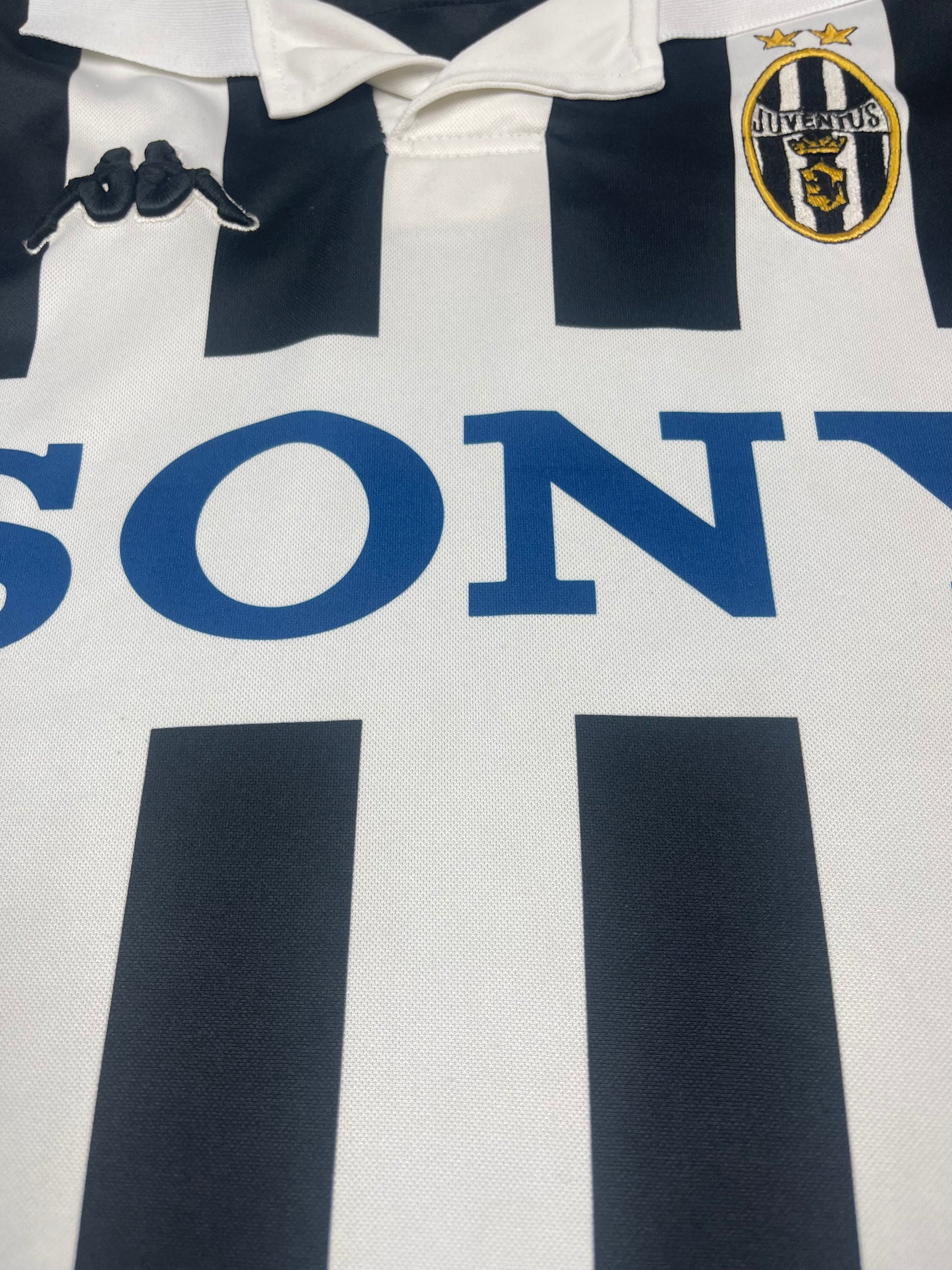Vintage Juventus Kappa 1999 - 2000 Home Football Shirt Sony Size XL Black White Made in Italy