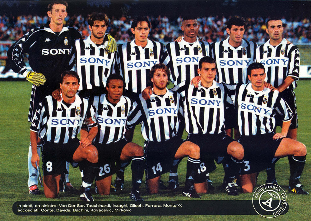 Vintage Juventus Kappa 1999 - 2000 Home Football Shirt Sony Size XL Black White Made in Italy
