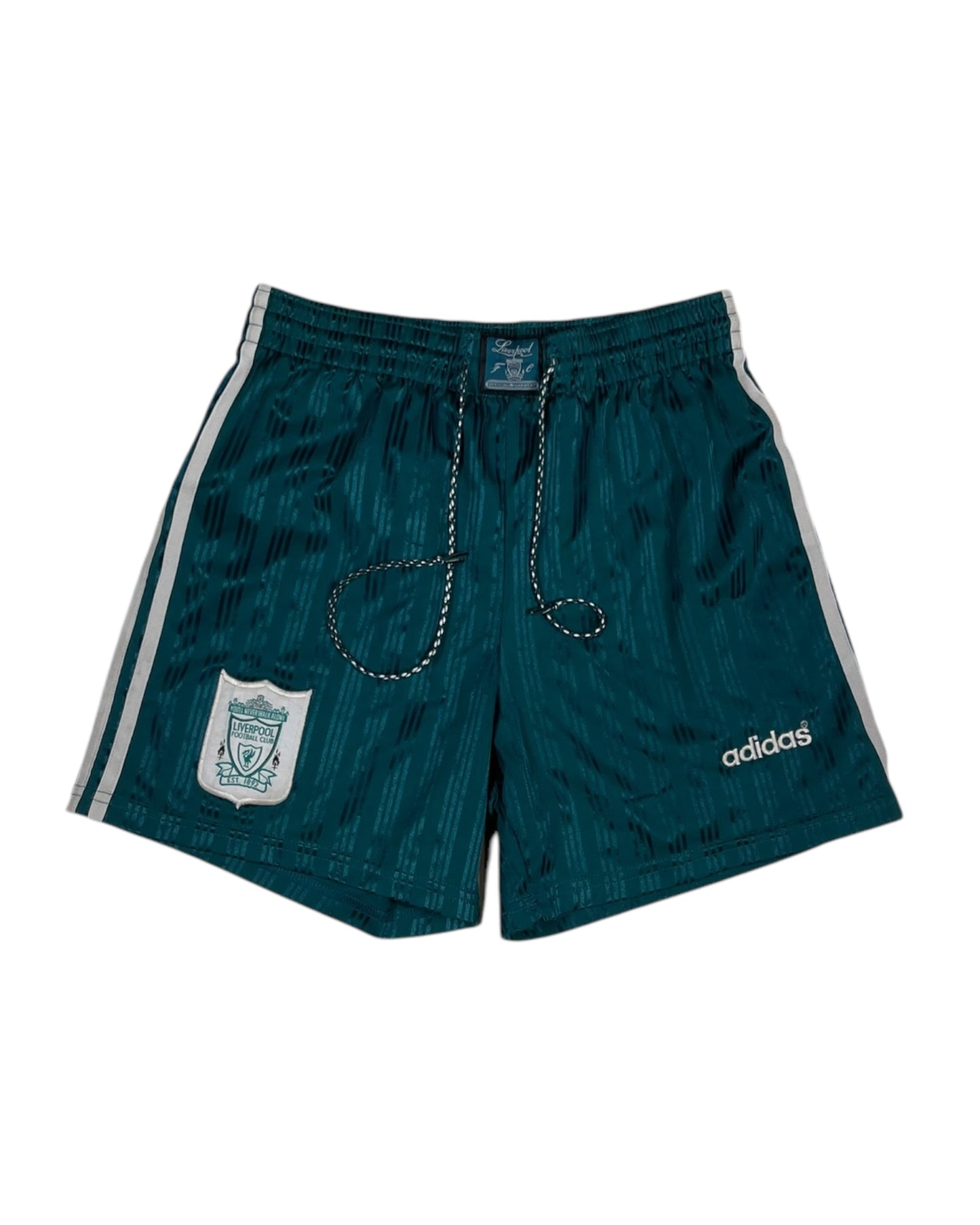 Vintage Liverpool FC Adidas 1995 - 1996 Away Shorts Green Made in UK Size M