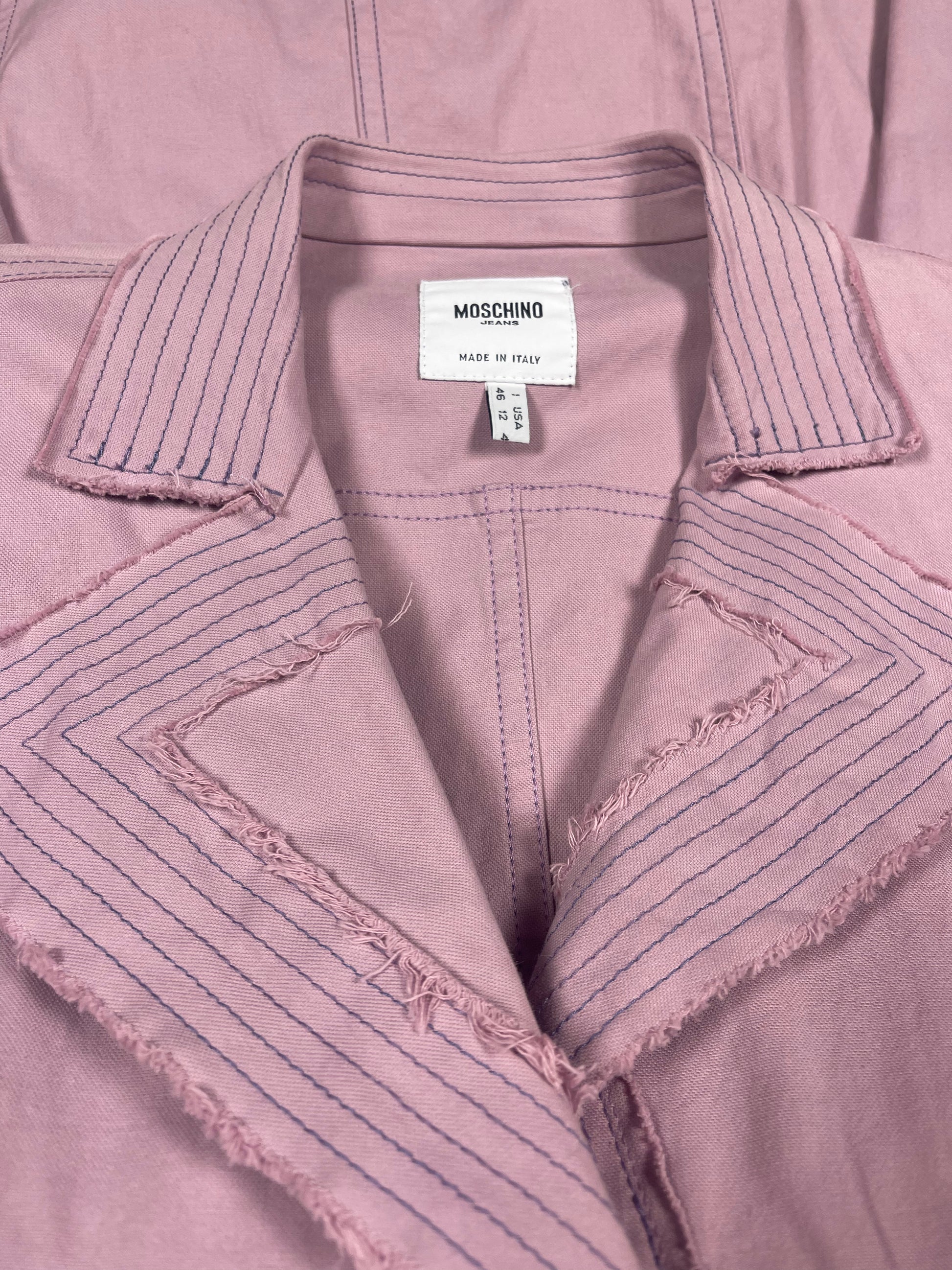 Vintage Moschino Coat Made in Italy Cotton Pink- Lilac