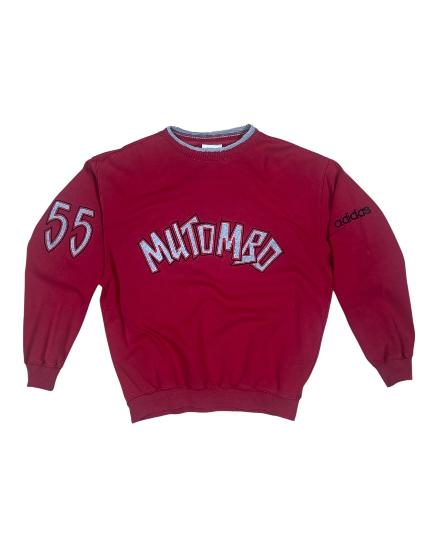 🏀 Vintage Mutombo Dikembe Adidas Sweatshirt Crew Neck 55 Denver Nuggets Atlanta Hawks NBA Basketball Size M