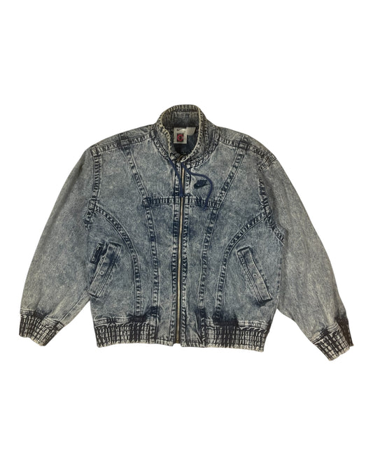 Vintage Nike Challenge Court Acid Washed Denim Jeans Jacket Tennis Andre Agassi John McEnroe Size M Made in Hong Kong