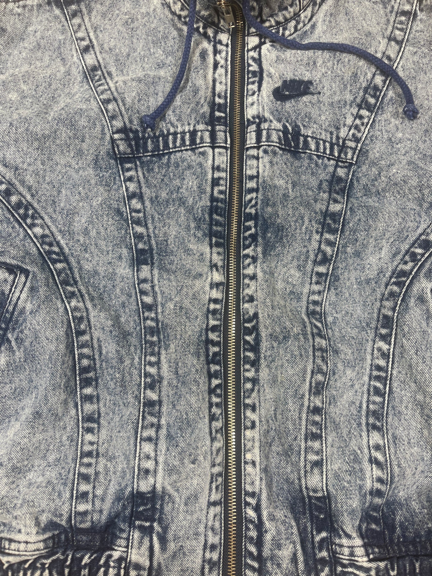 Vintage Nike Challenge Court Acid Washed Denim Jeans Jacket Tennis Andre Agassi John McEnroe Size M Made in Hong Kong