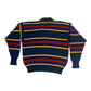 Vintage Ralph Lauren V-Neck Jumper Navy Blue Yellow Red Stripes Size XL