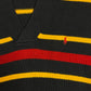 Vintage Ralph Lauren V-Neck Jumper Navy Blue Yellow Red Stripes Size XL