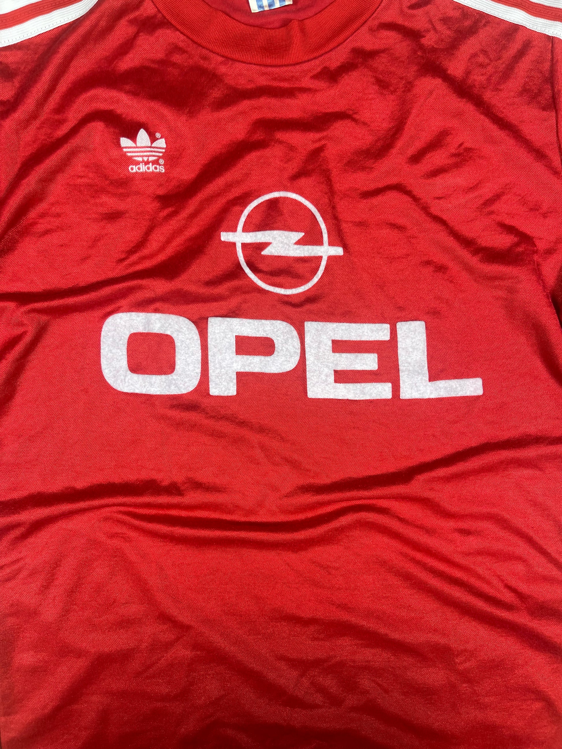 Vintage Rare Bayern Munich Munchen Adidas Home 1989 - 1991 Football Soccer Shirt Long Sleeve Made in West Germany Red Opel Size M