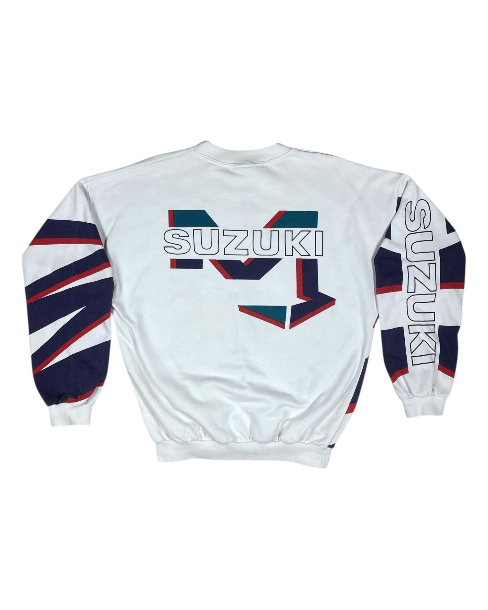 Vintage Suzuki Racing Sweatshirt White Cotton Size L XL