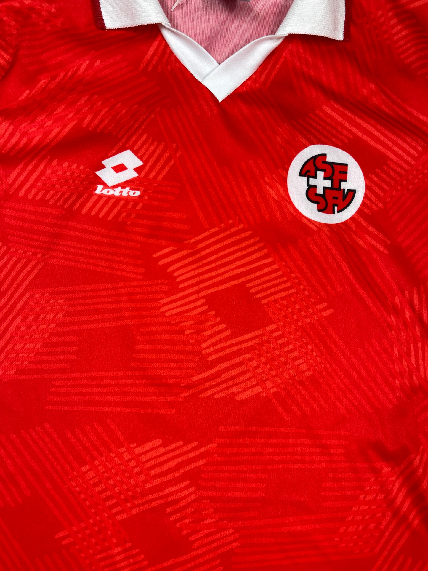 Vintage Switzerland Lotto 1992 - 1993 Home Football Shirt Made in Italy No 8 Size S-M