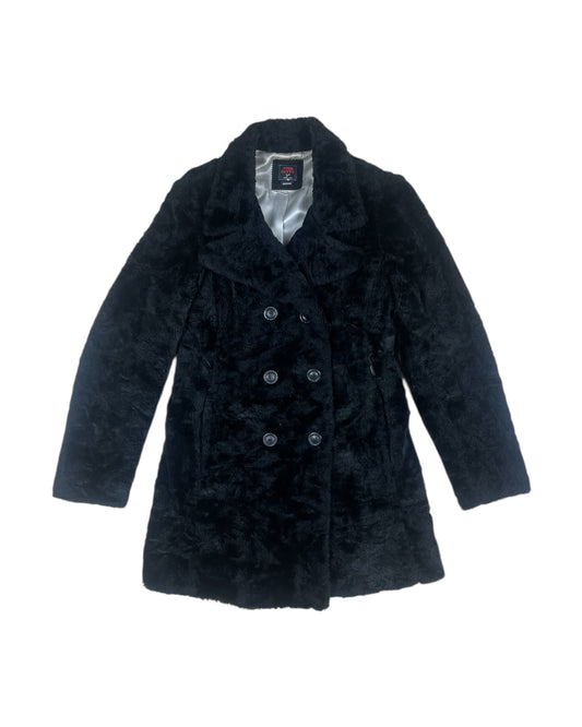 Vintage Y2K Miss Sixty Faux Fur Coat Fluffy Made in Italy Acrylic Nylon Acetate Viscose Size S-M