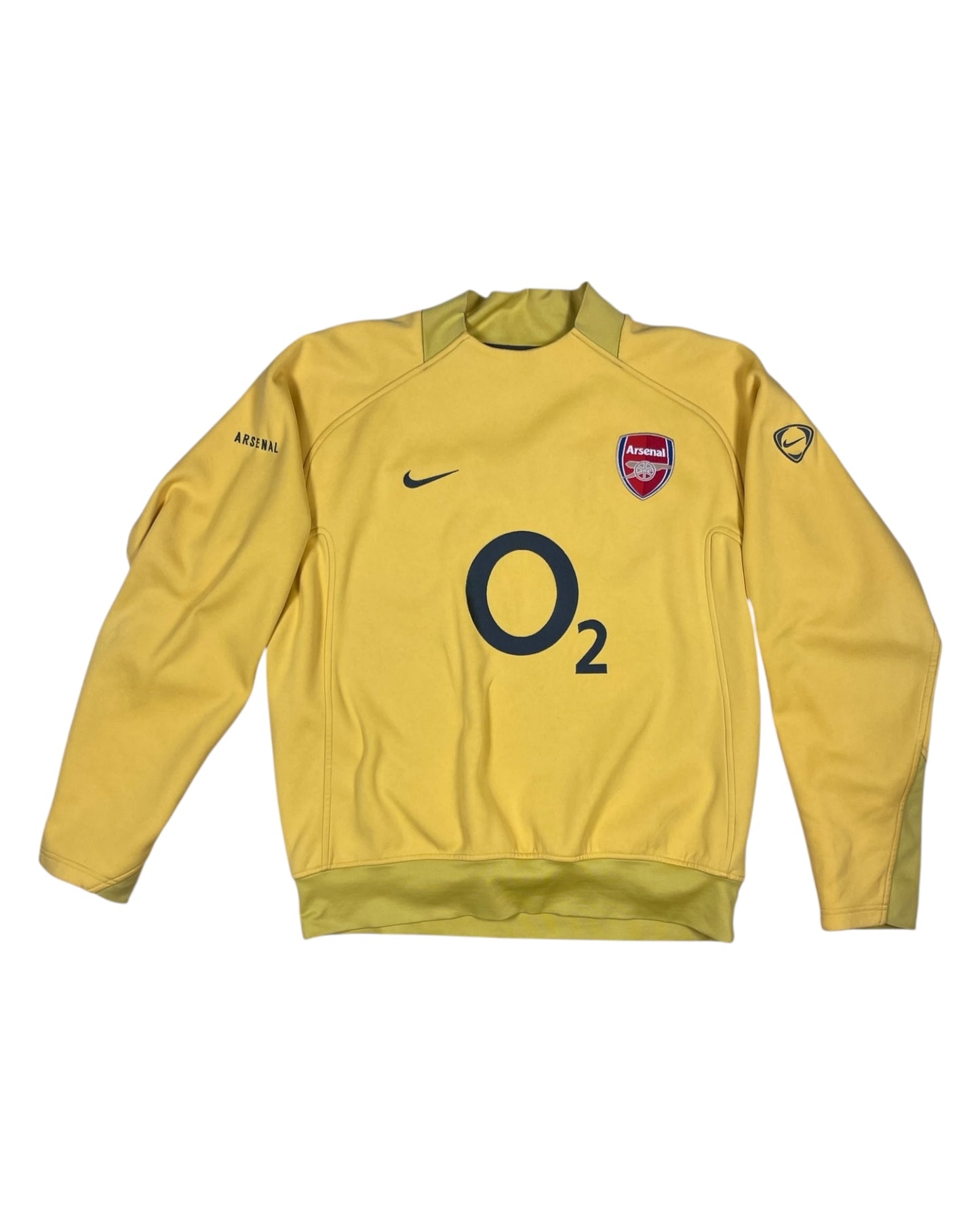 Y2K Arsenal Nike Total 90 2005 - 2006 Drill Top Sweat Top Yellow Size L
