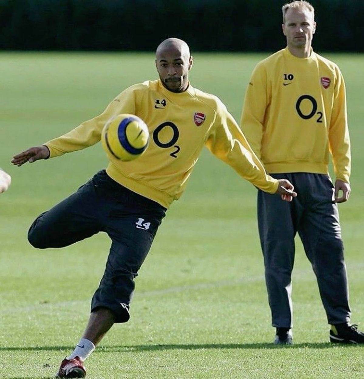 Y2K Arsenal Nike Total 90 2005 - 2006 Drill Top Sweat Top Yellow Size L Henry Bergkamp Pires