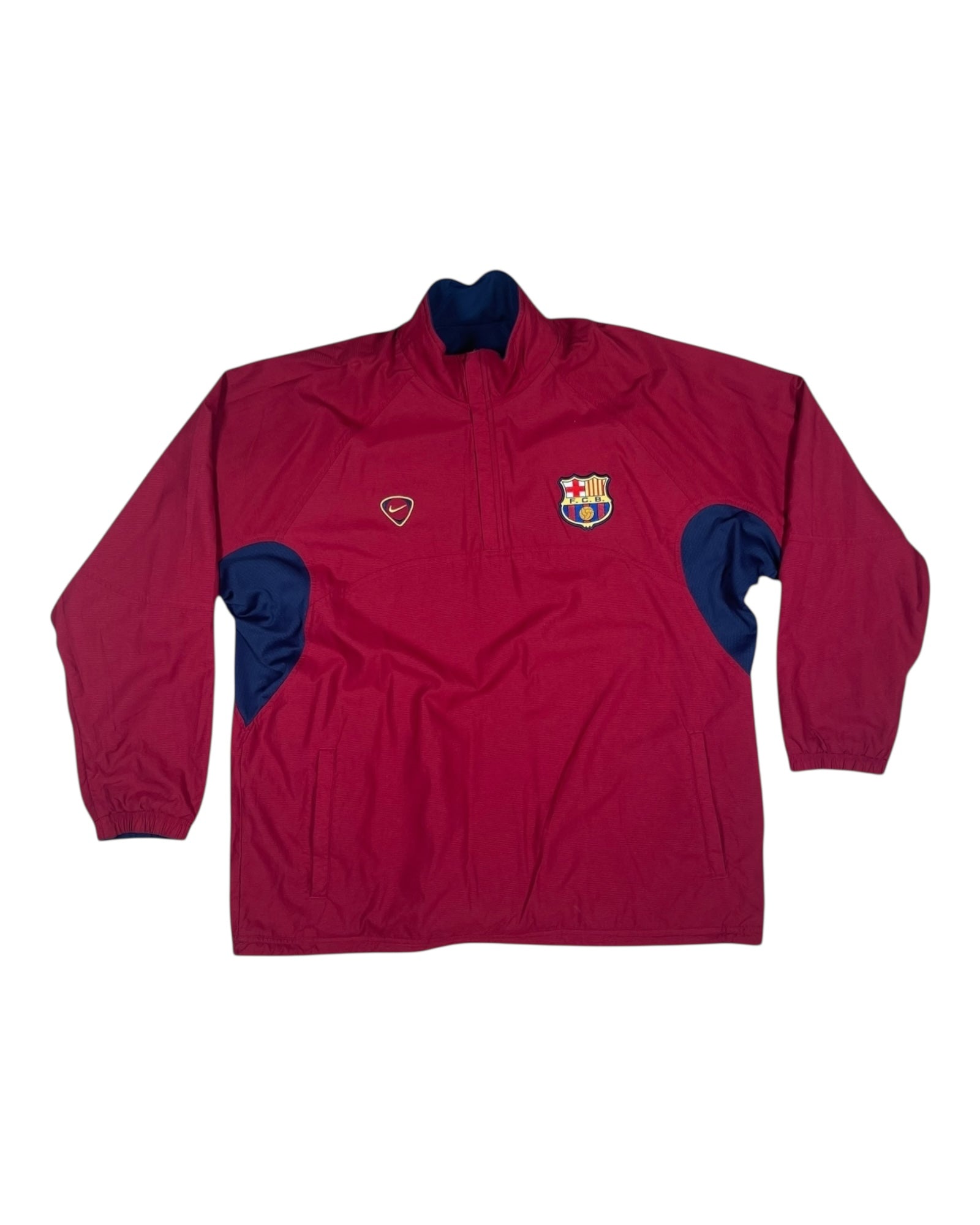 Y2K Barcelona Nike Team 2000 - 2001 Reversible Drill Top 1/4 Zip Red Blue Polyester Nylon Size L