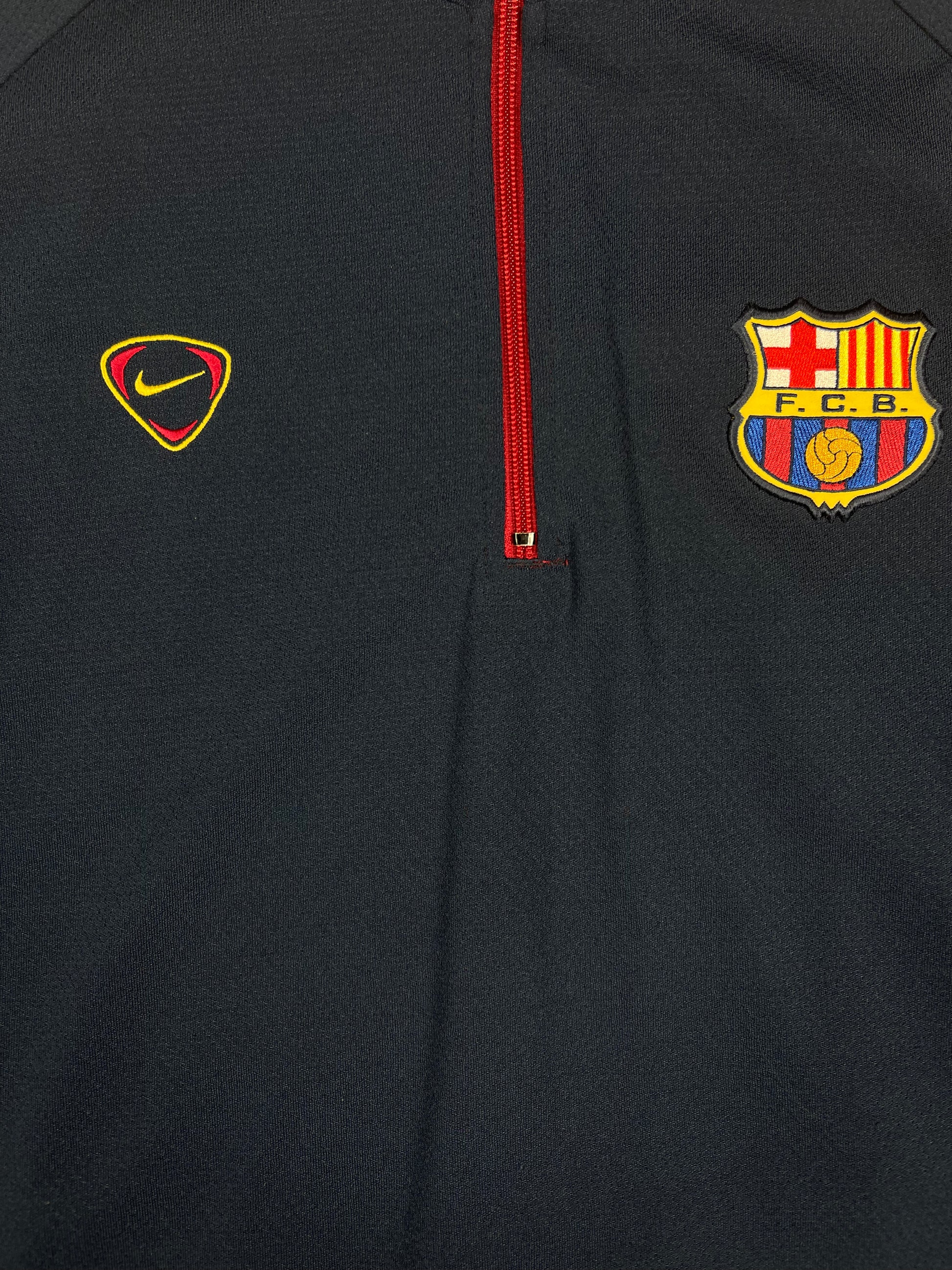 Y2K Barcelona Nike Team 2000 - 2001 Reversible Drill Top 1/4 Zip Red Blue Polyester Nylon Size L