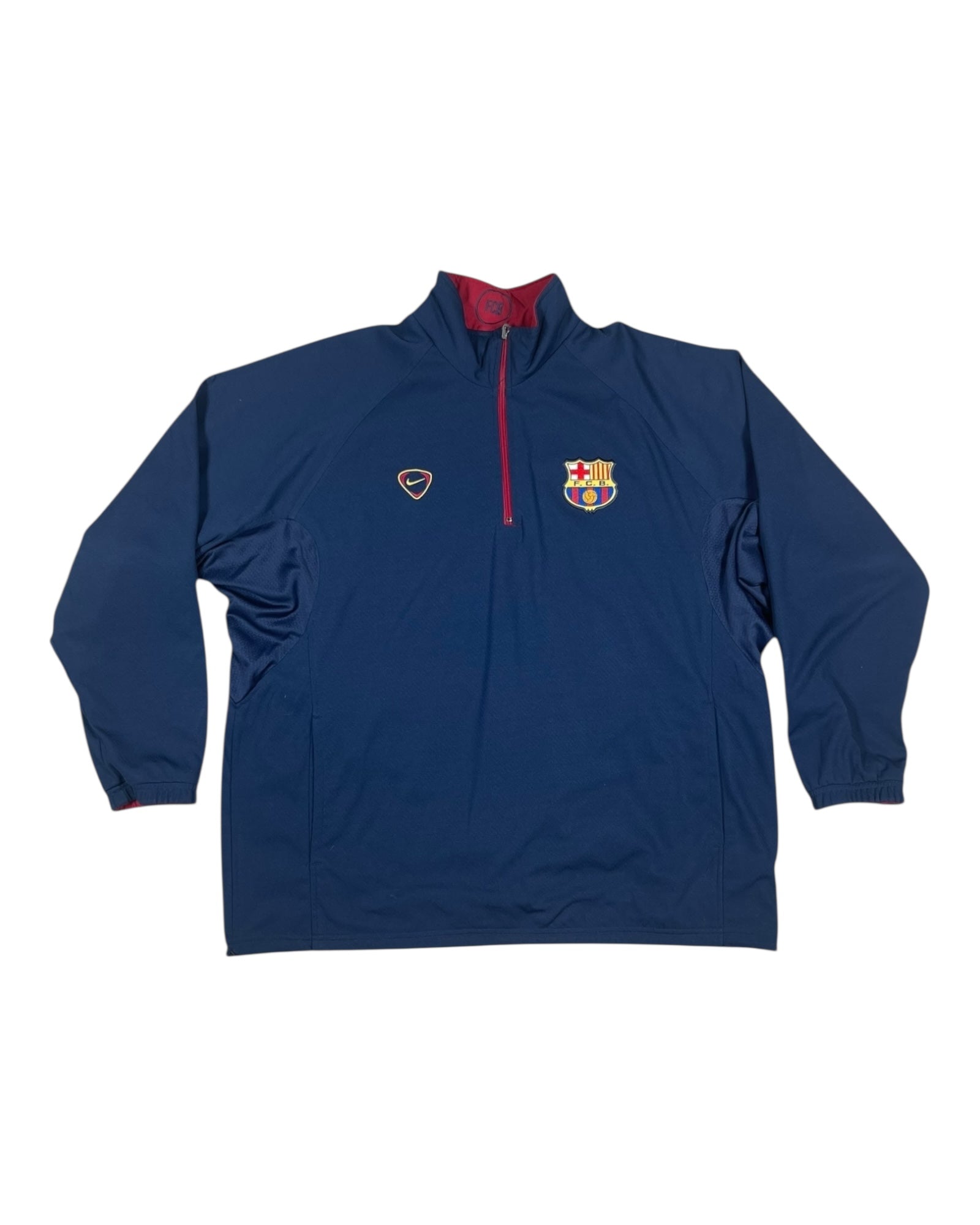 Y2K Barcelona Nike Team 2000 - 2001 Reversible Drill Top 1/4 Zip Red Blue Polyester Nylon Size L