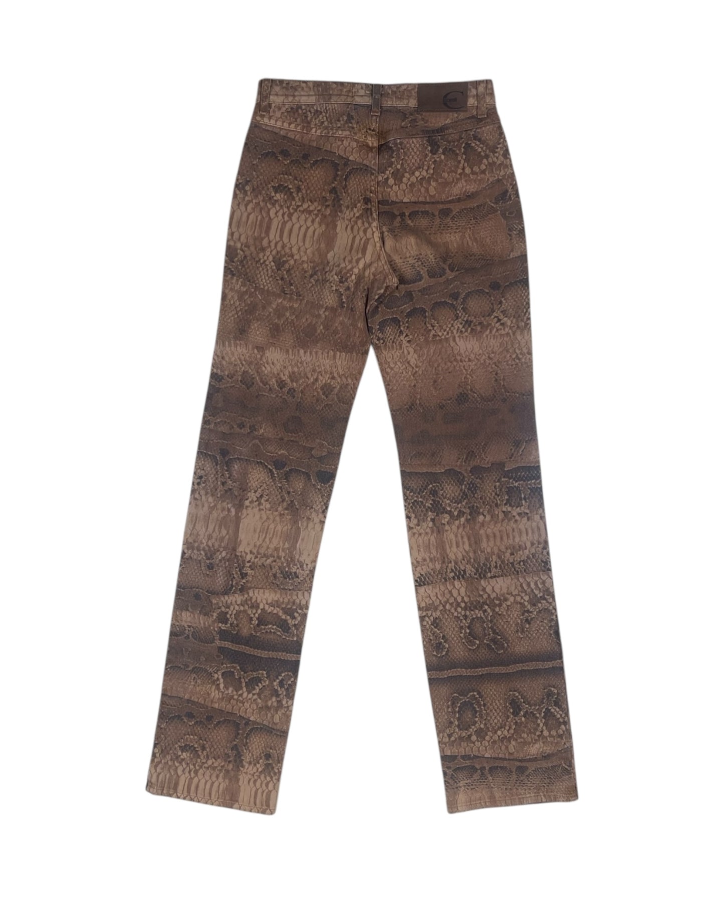 Y2K Bold Just Cavalli Animal Python Snake Skin Print Emily Ratajkowski Emrata Pants Trousers Made in Italy Cotton Size XS - S Low Waist