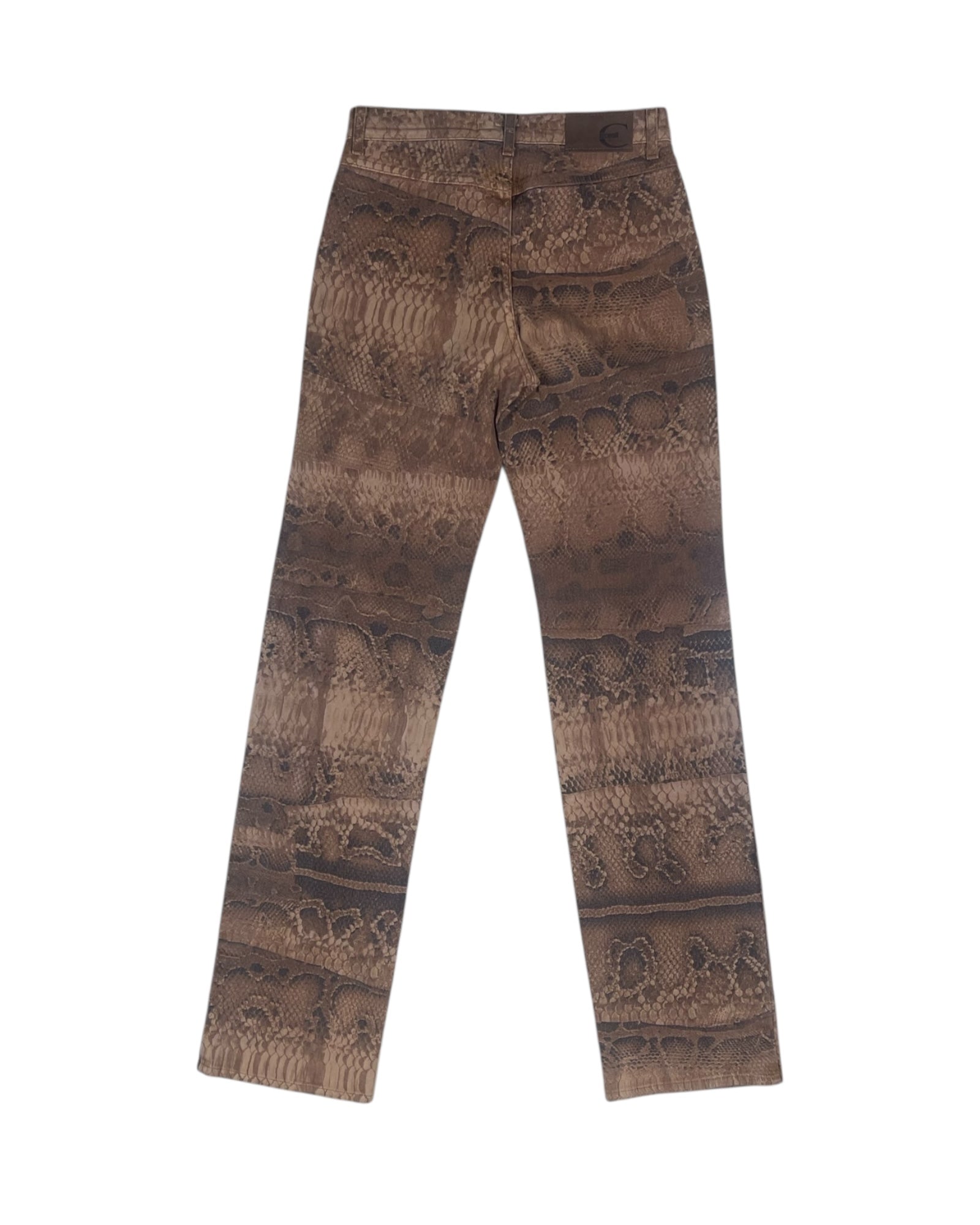 Y2K Bold Just Cavalli Animal Python Snake Skin Print Emily Ratajkowski Emrata Pants Trousers Made in Italy Cotton Size XS - S Low Waist