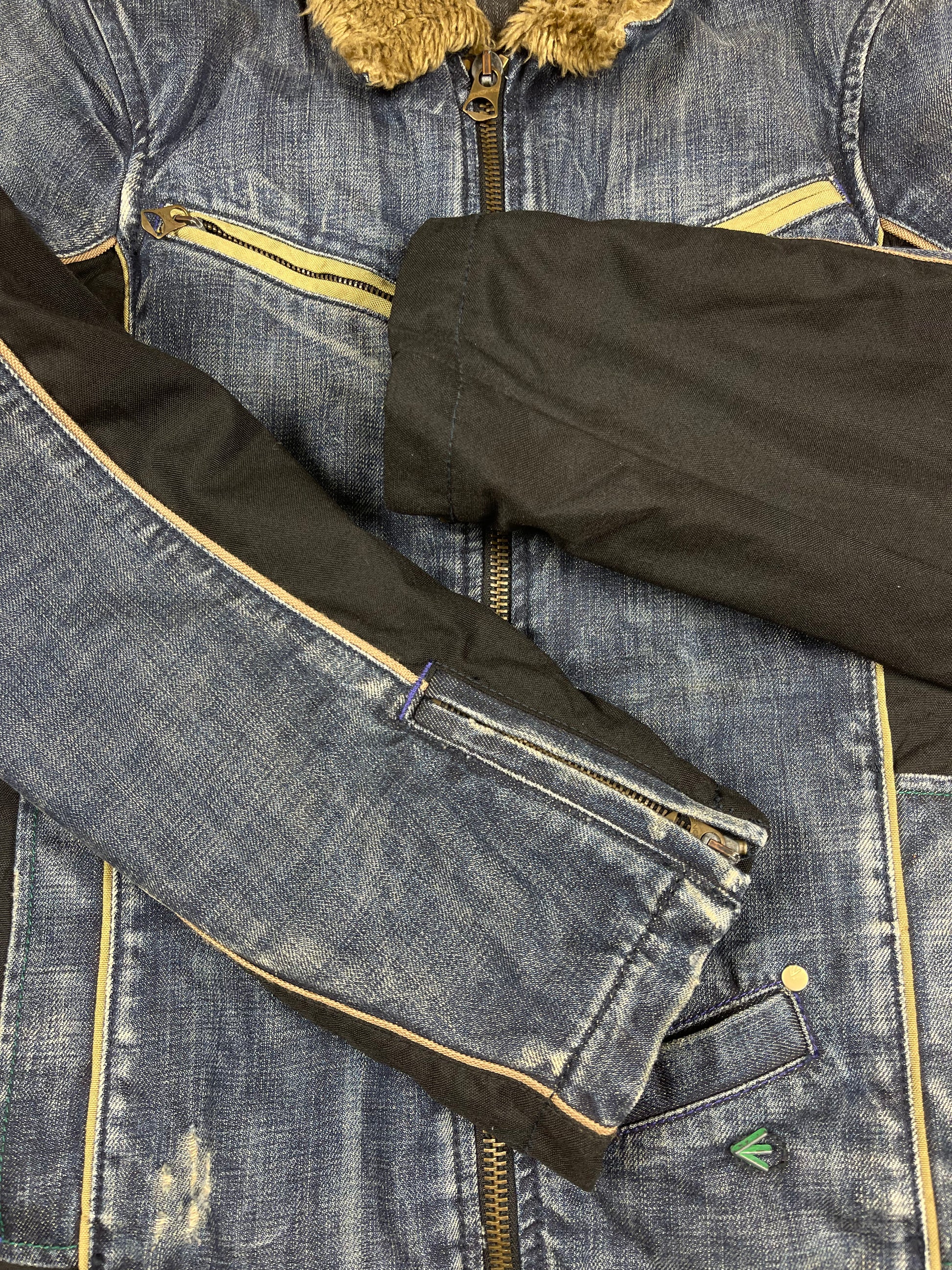 Y2K Energie Thick Denim Jacket Slim Fit Size M