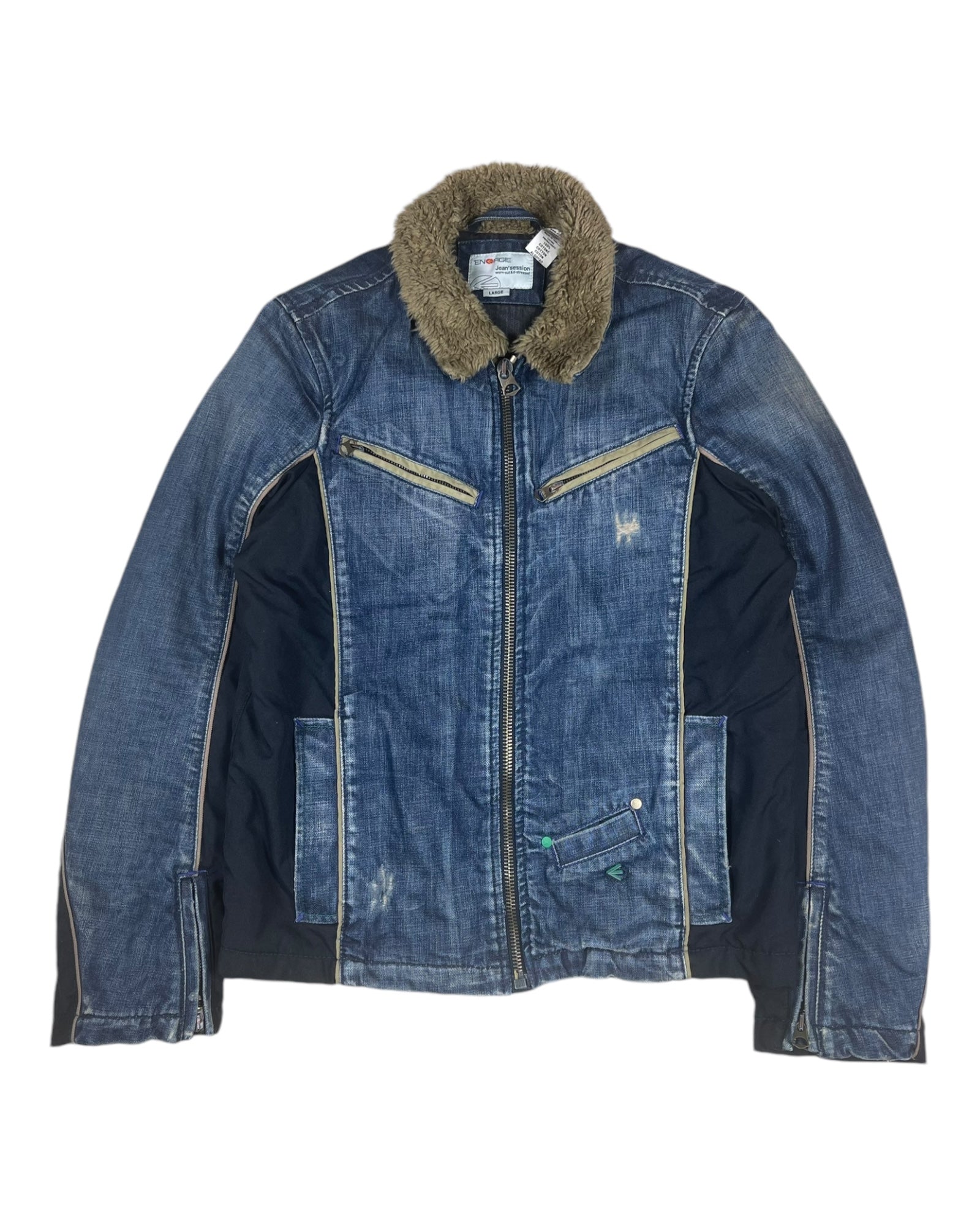 Y2K Energie Thick Denim Jacket Slim Fit Size M
