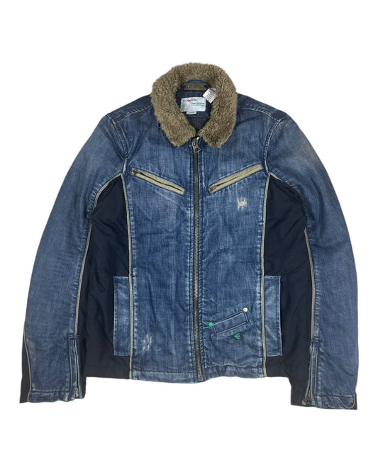 Y2K Energie Thick Denim Jacket Slim Fit Size M