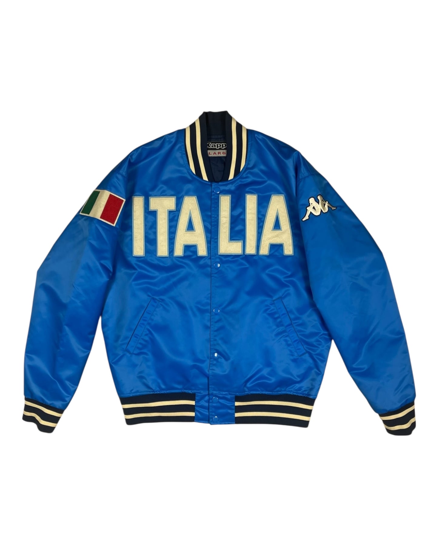 Y2K Italia Italy Kappa Varsity Bomber Jacket Letterman Jacket Baseball Jacket Nylon Varsity Jacket Snap Button Size L