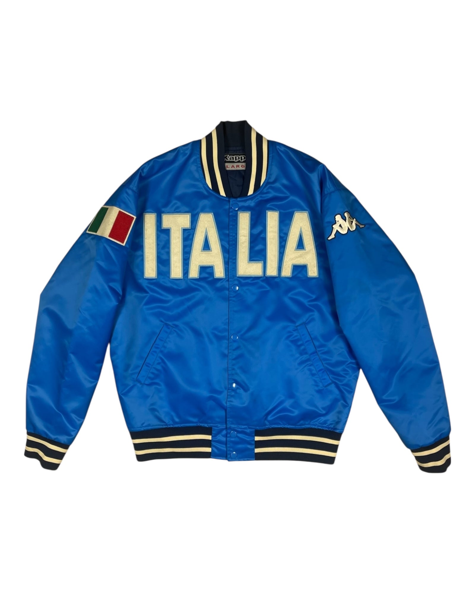 Y2K Italia Italy Kappa Varsity Bomber Jacket Letterman Jacket Baseball Jacket Nylon Varsity Jacket Snap Button Size L