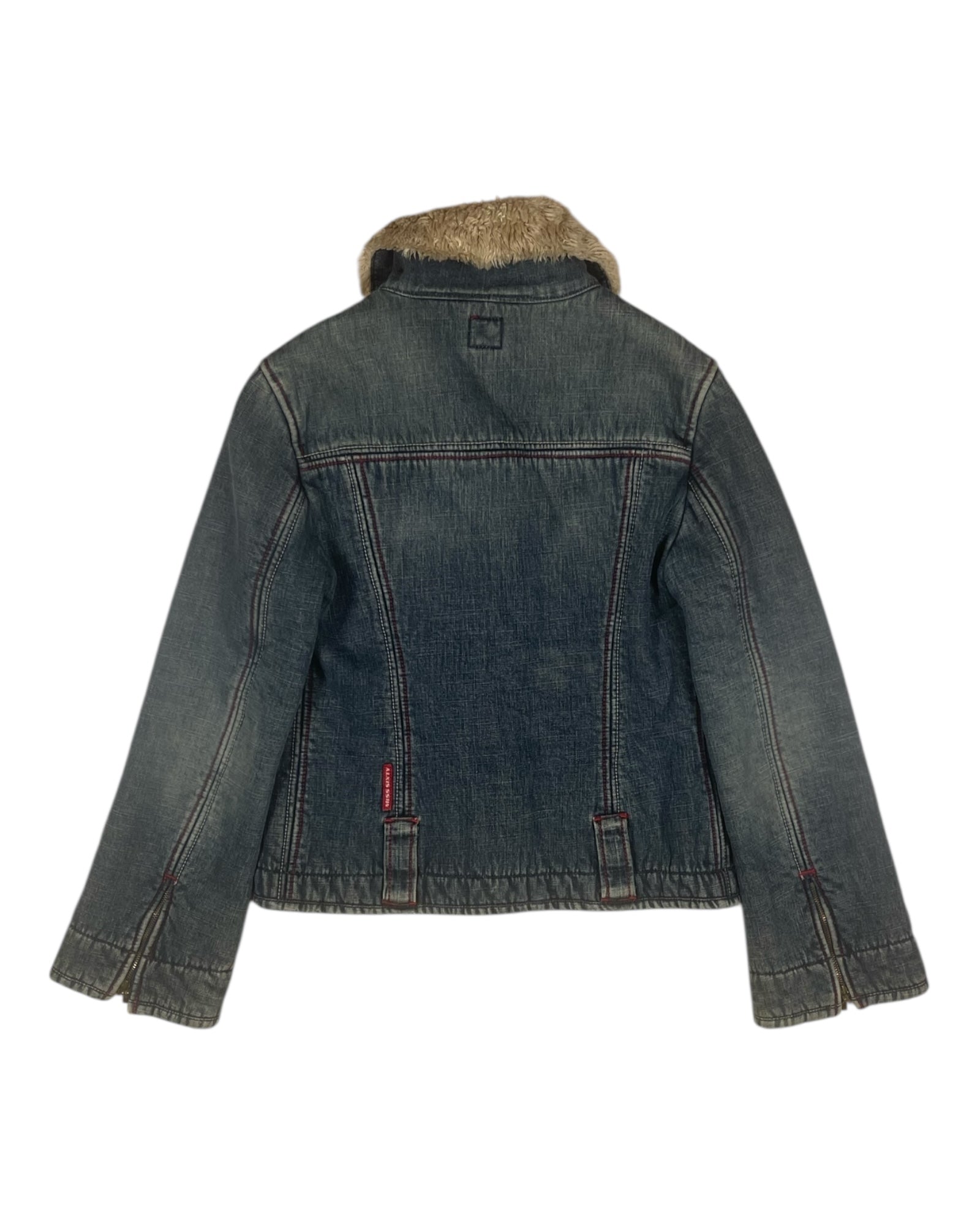 Y2K Miss Sixty Denim Faux Fur Sherpa Jacket Size S