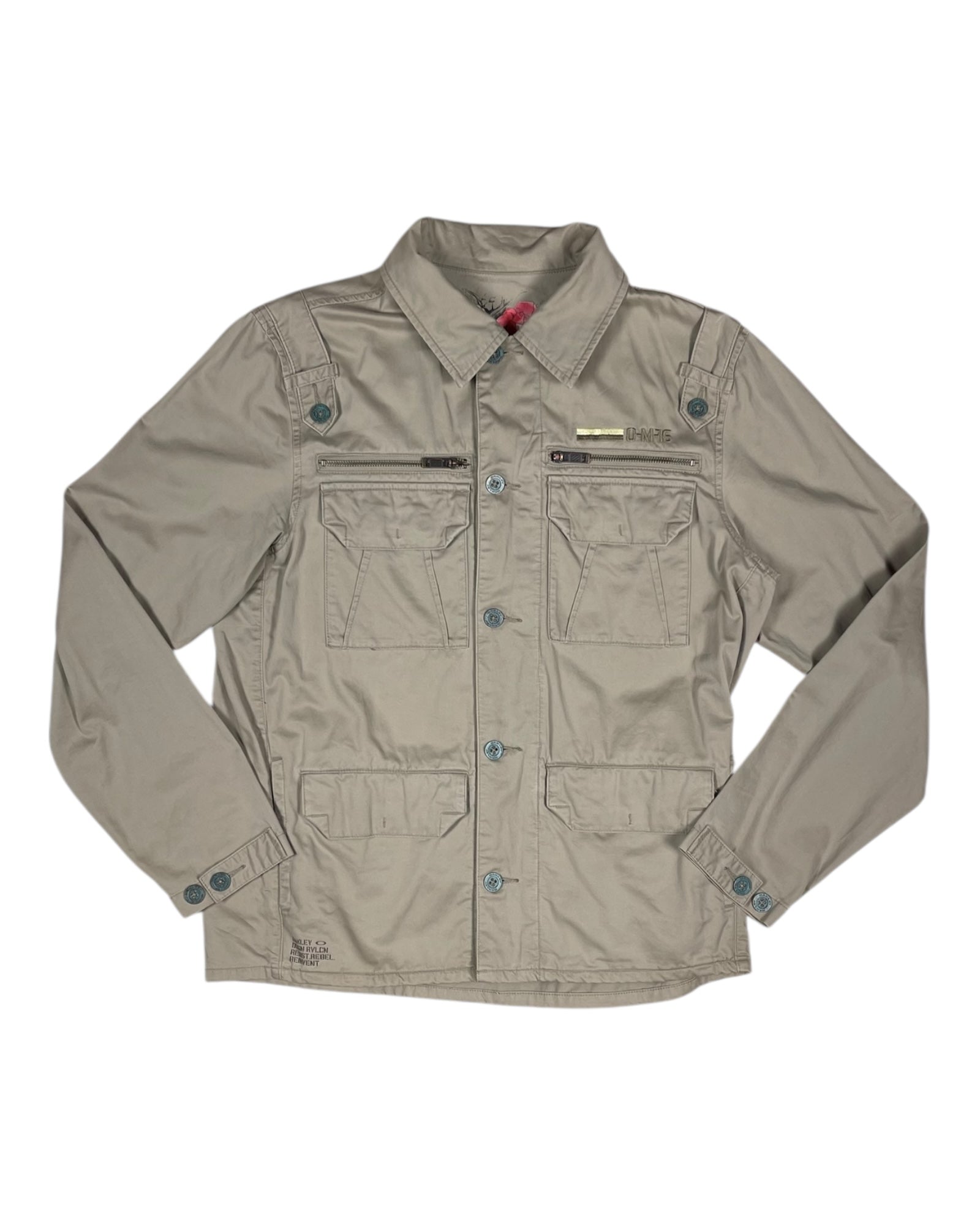 Y2K Oakley Taupe Army Style Jacket Size L Cotton
