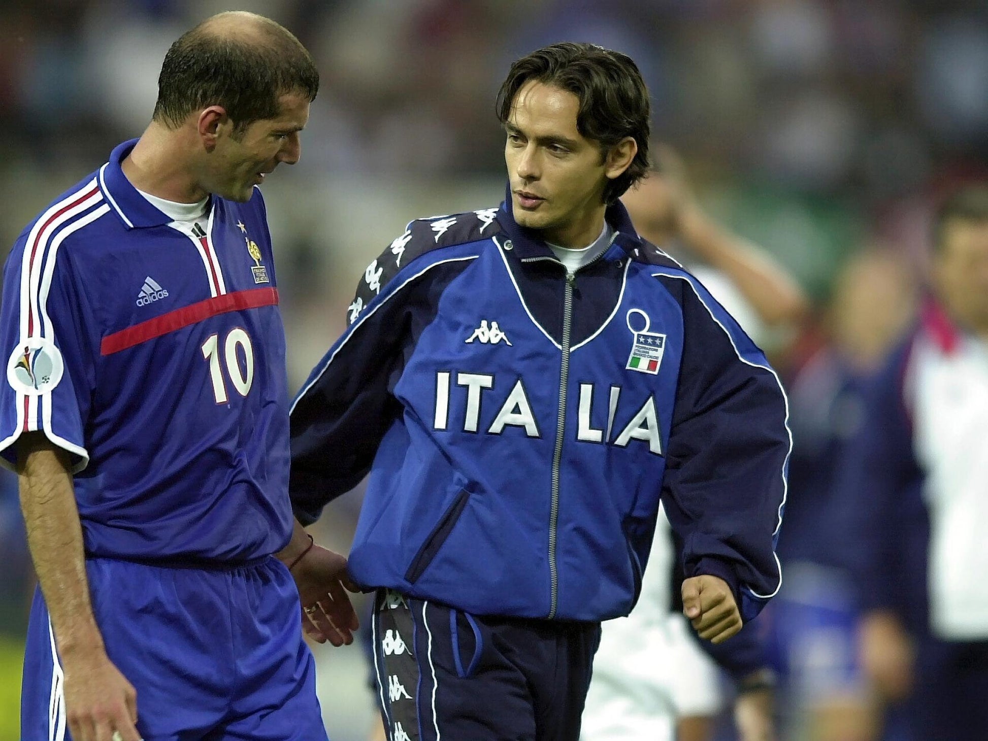 Inzaghi wearing Italy Kappa Jacket 1999 2000 Euro 2000 Zidane France