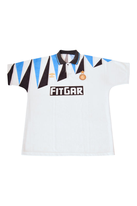 Vintage Inter Internazionale Milano Umbro Away Football Shirt 1991-1992 Size XL White Fitgar