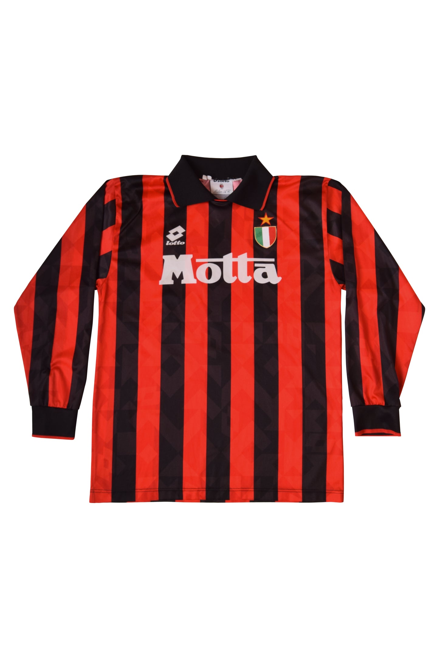 AC Milan Lotto Home Football Shirt 1993-1994 Long Sleeve Motta